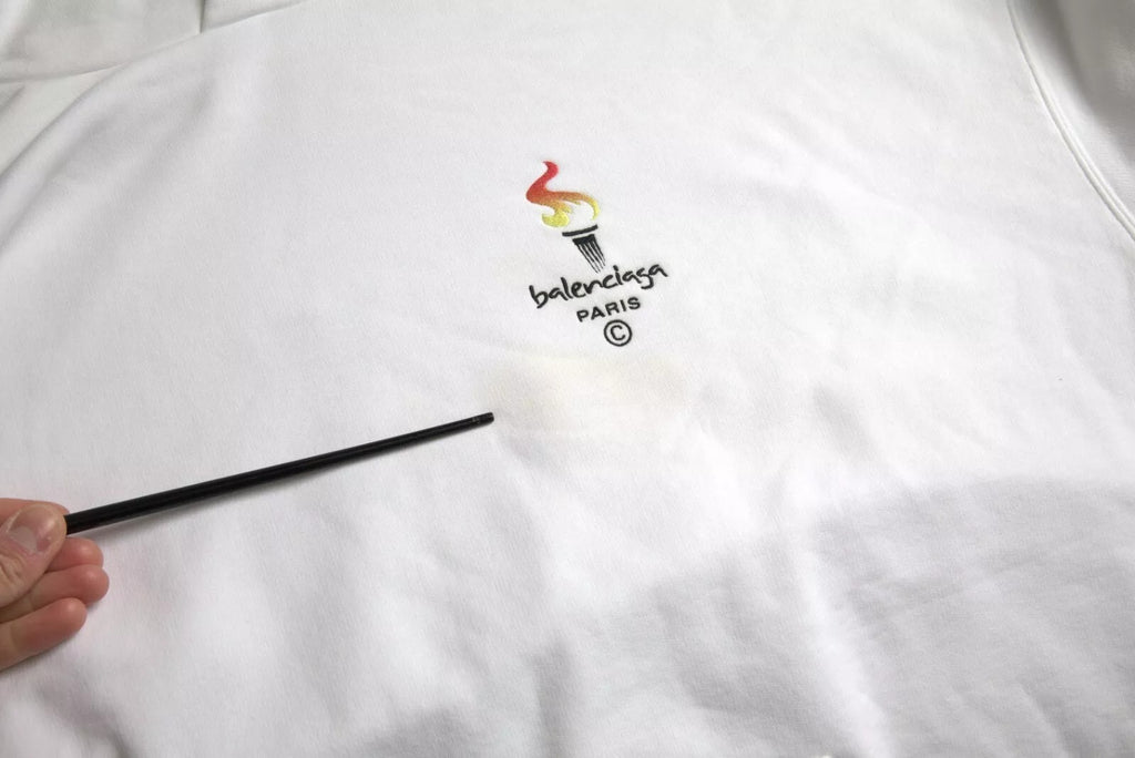 Balenciaga White Cotton Logo Hooded Pullover Oversize Sweater