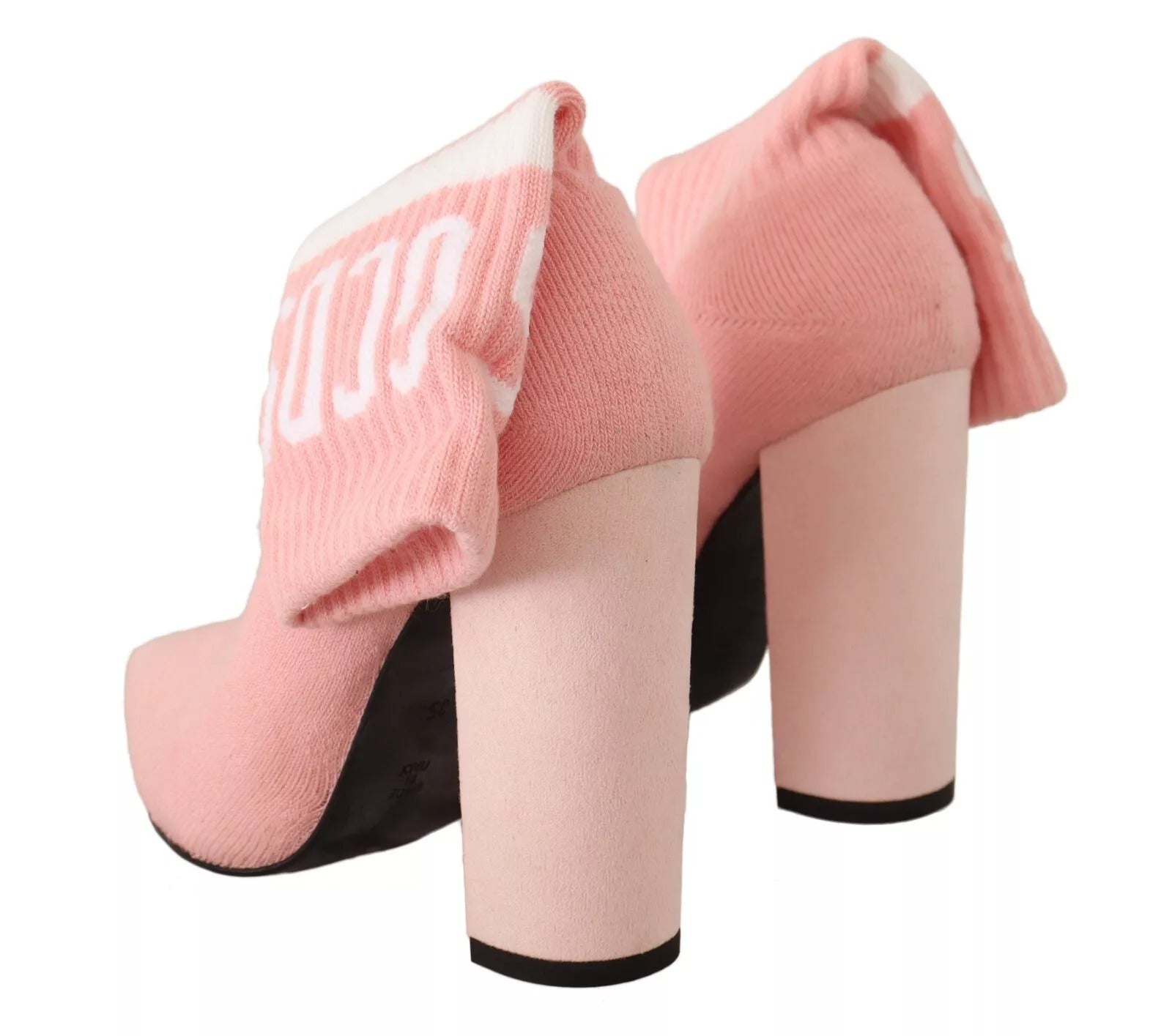 GCDS Pink Suede Logo Socks Block Heel Ankle Boots Shoes | Regal Royce