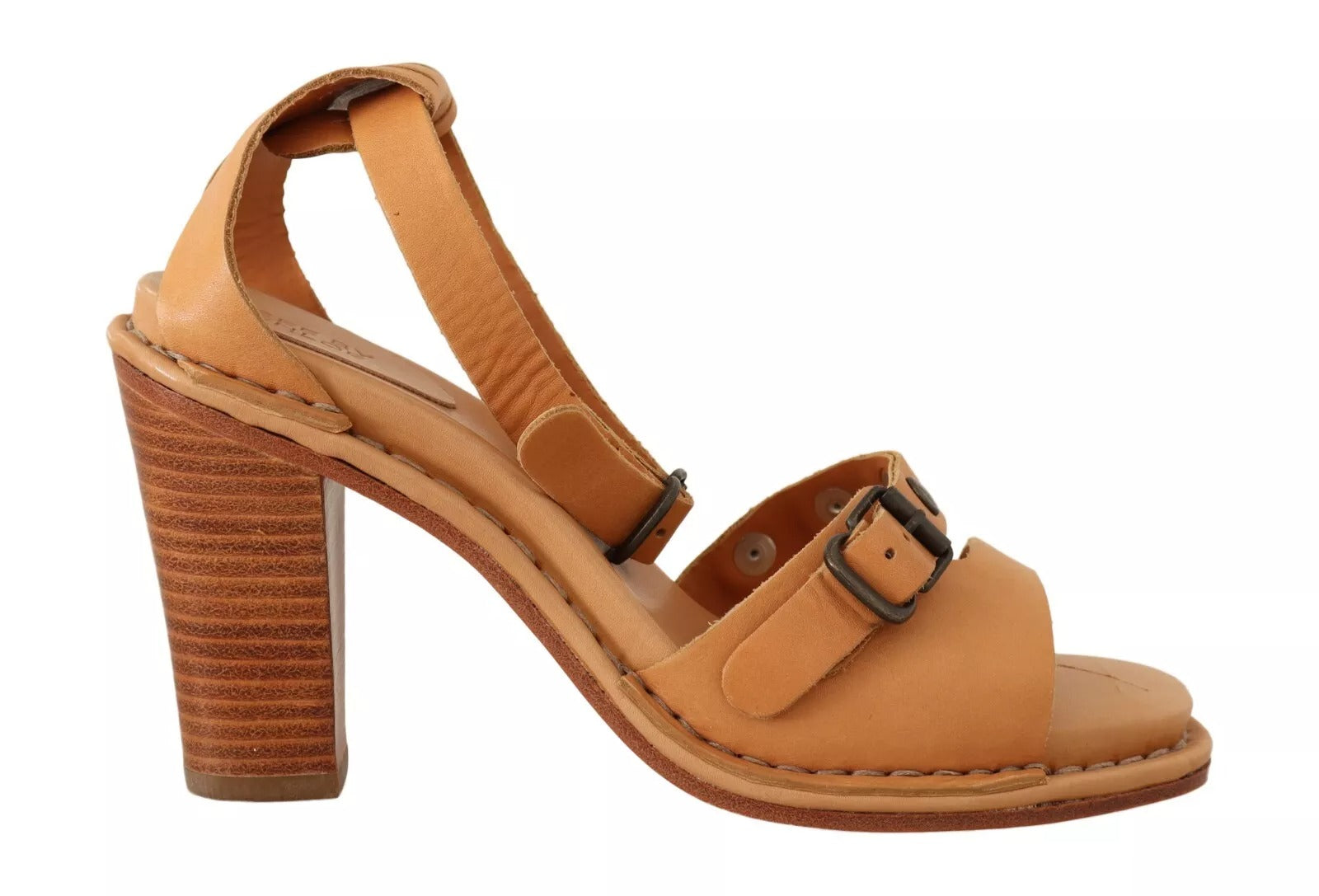See By Chloé Brown Leather Studded Ankle Strap Sandals Shoes | Regal Royce