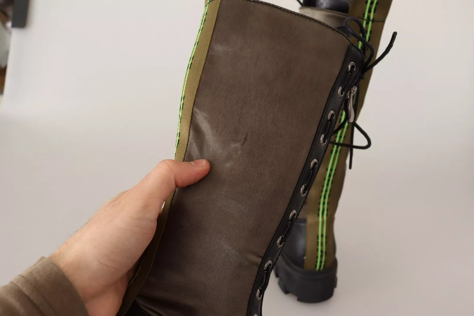 Gaelle Black Green High Combat Boots Lace Up Military Shoes | Regal Royce