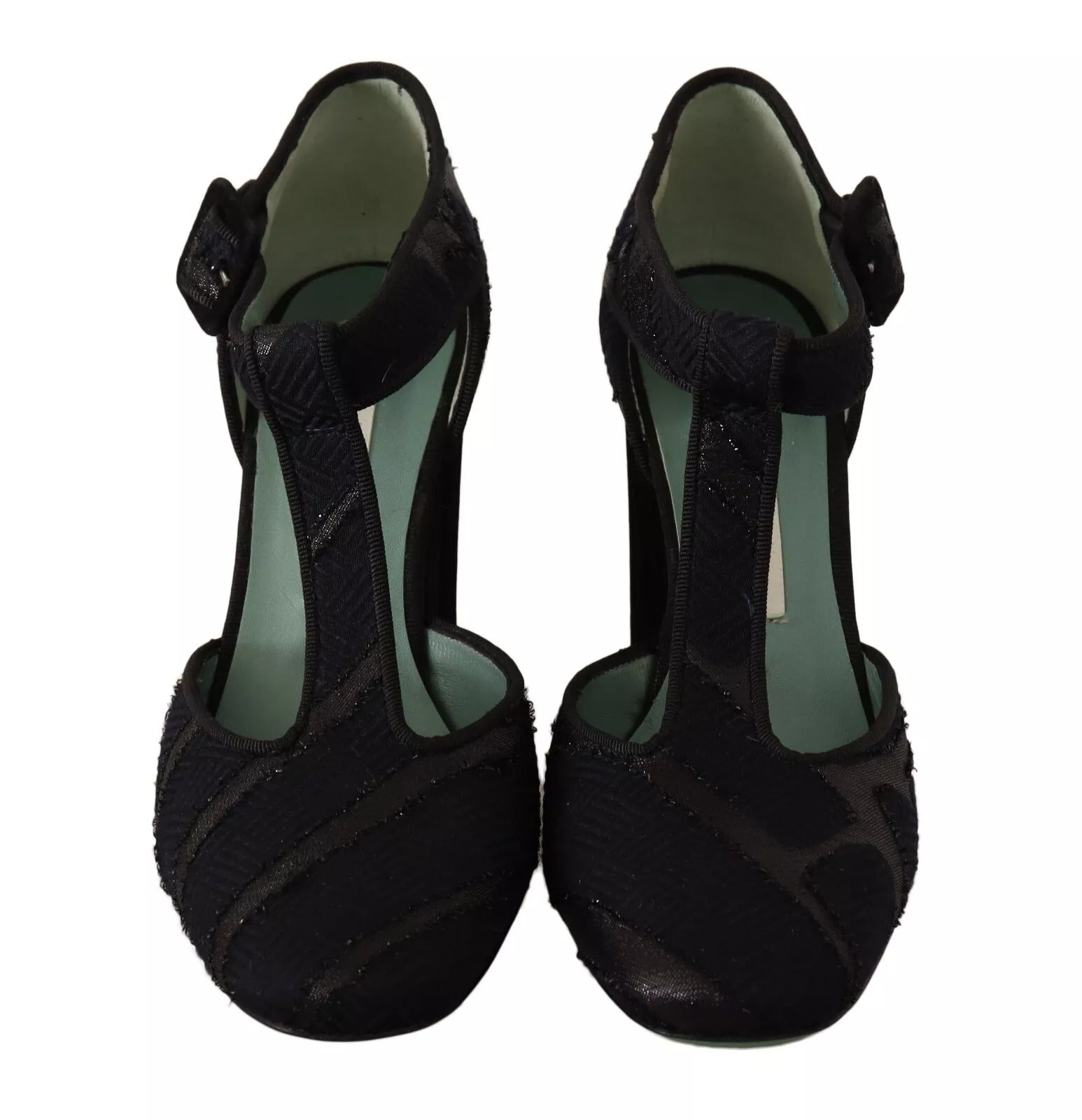 Paola D'Arcano Black Suede Leather Block Heels Sandals Shoes | Regal Royce