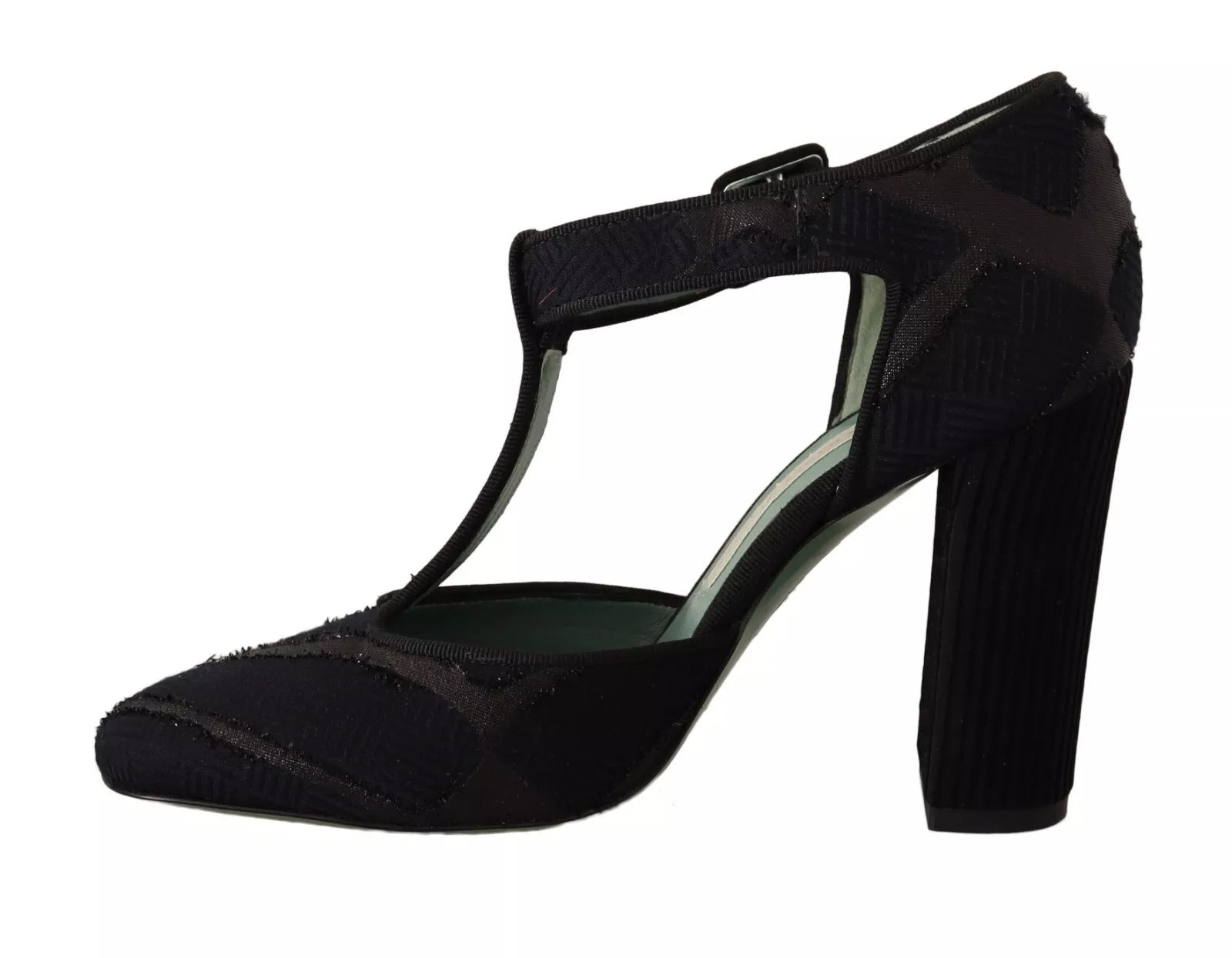 Paola D'Arcano Black Suede Leather Block Heels Sandals Shoes | Regal Royce
