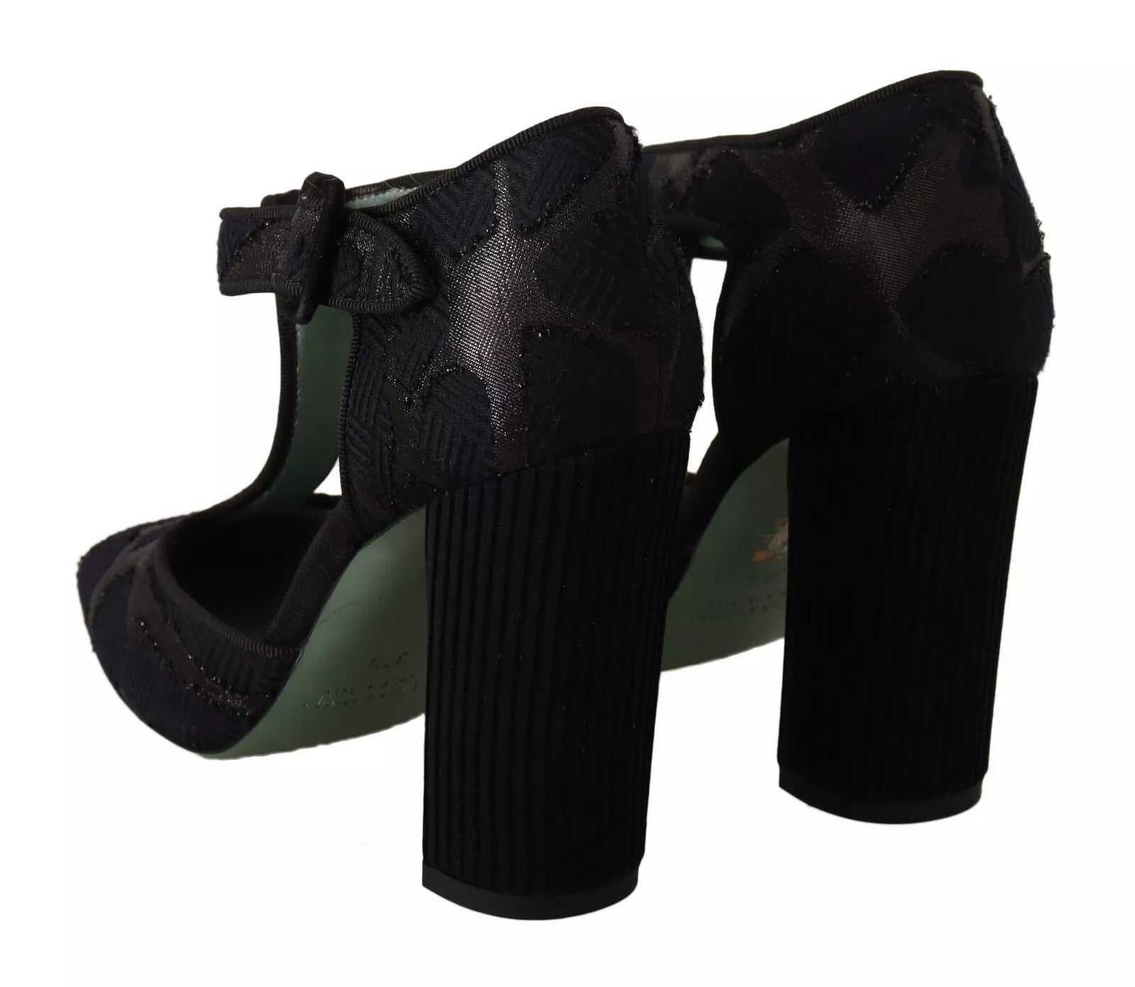 Paola D'Arcano Black Suede Leather Block Heels Sandals Shoes | Regal Royce