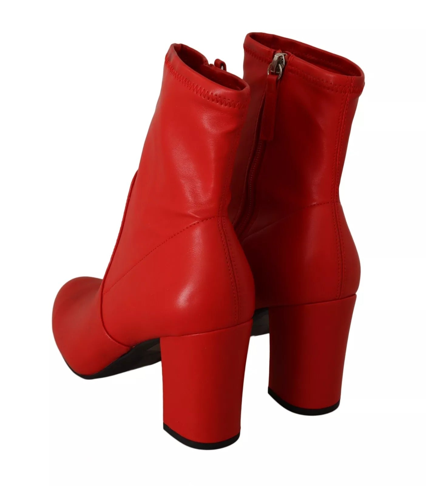 Steve Madden Red Leather Block Heels Ankle Boots Shoes | Regal Royce