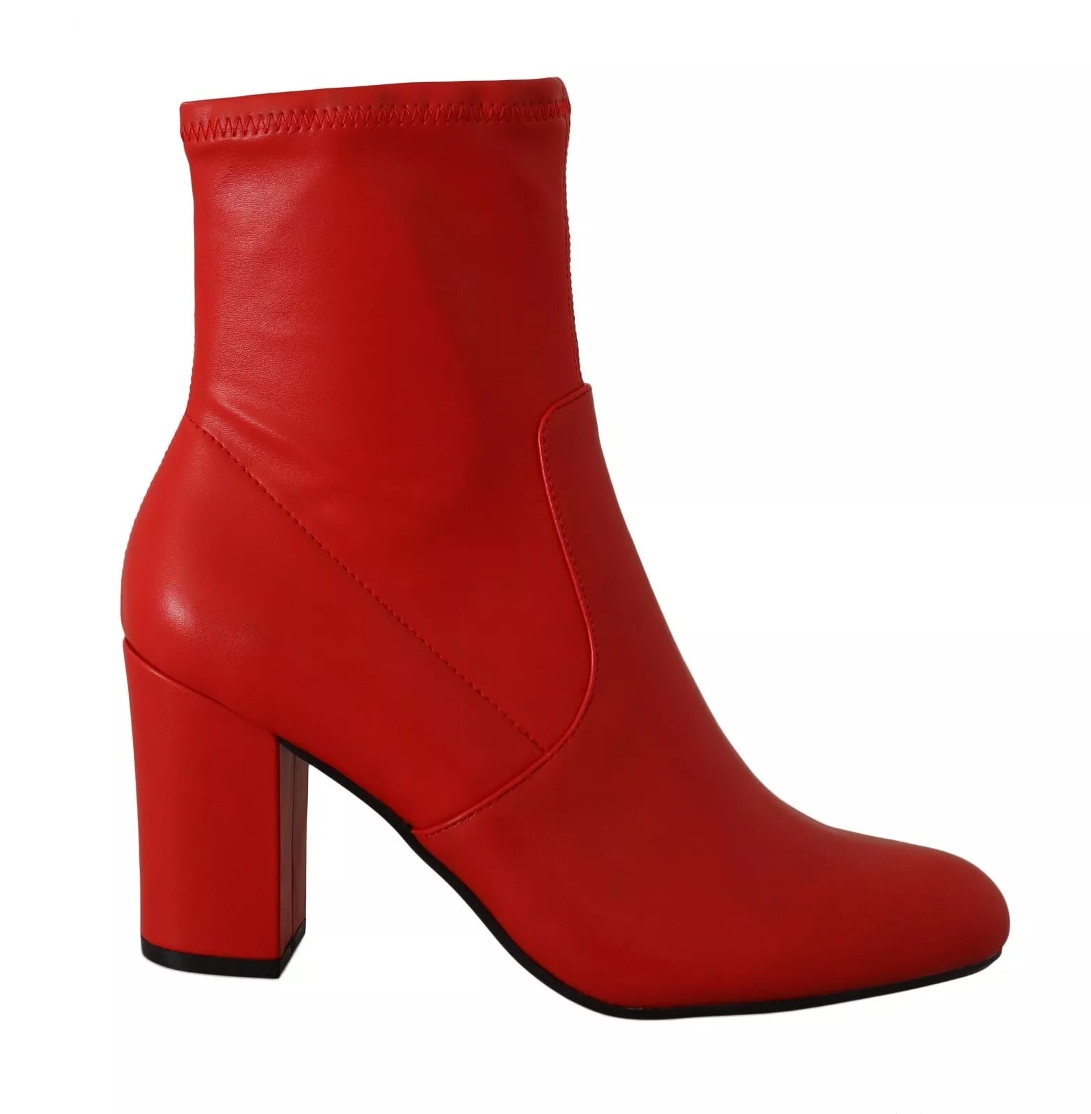 Steve Madden Red Leather Block Heels Ankle Boots Shoes | Regal Royce