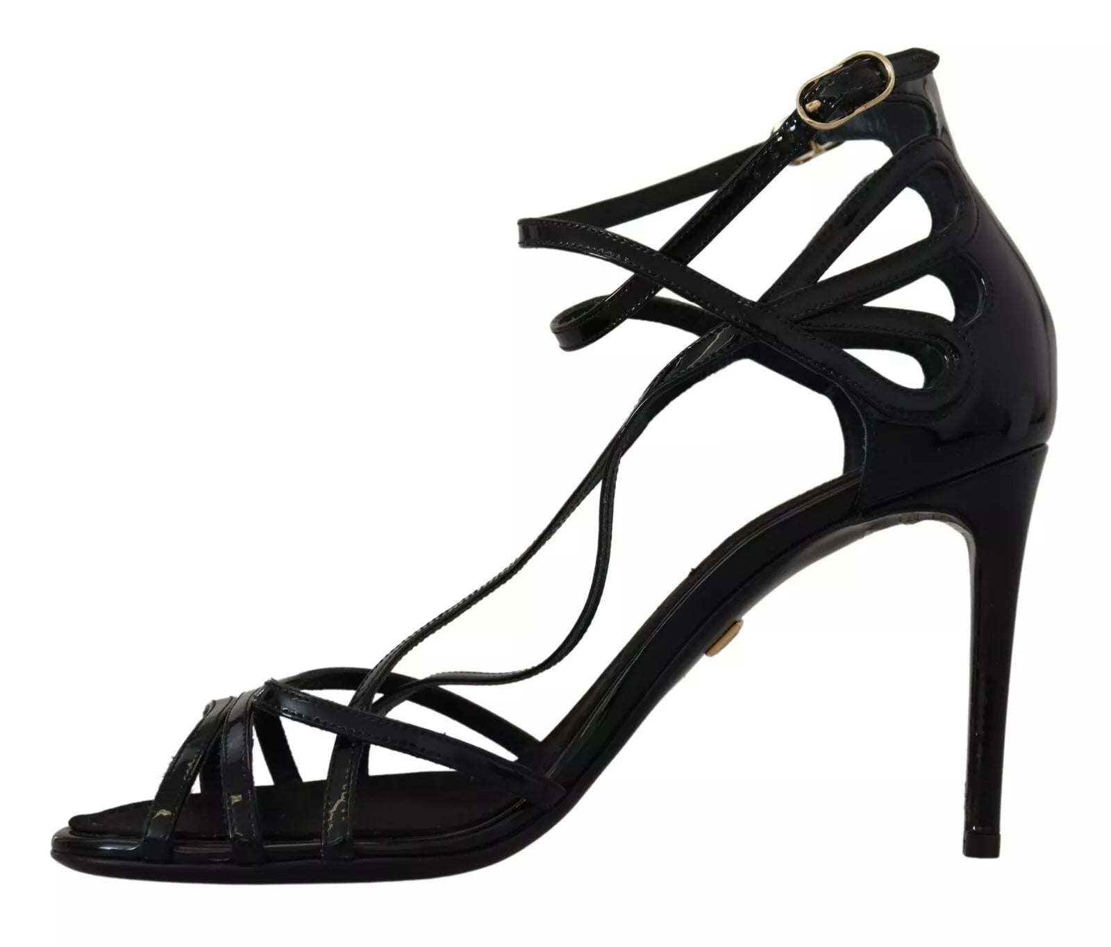 Dolce & Gabbana Black Leather Stiletto Heels Sandals Shoes | Regal Royce