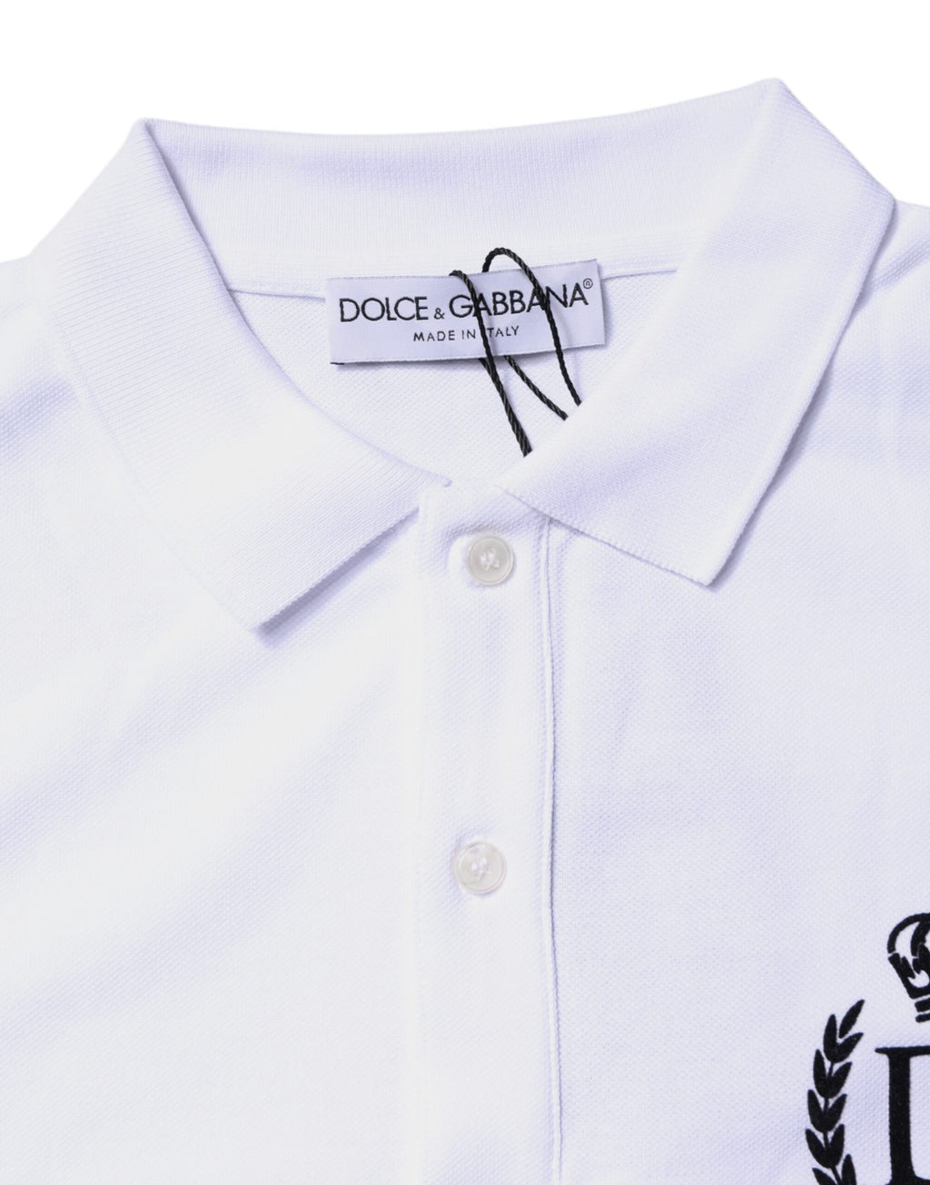 Dolce & Gabbana White Cotton Crown Collared Men Polo T-shirt