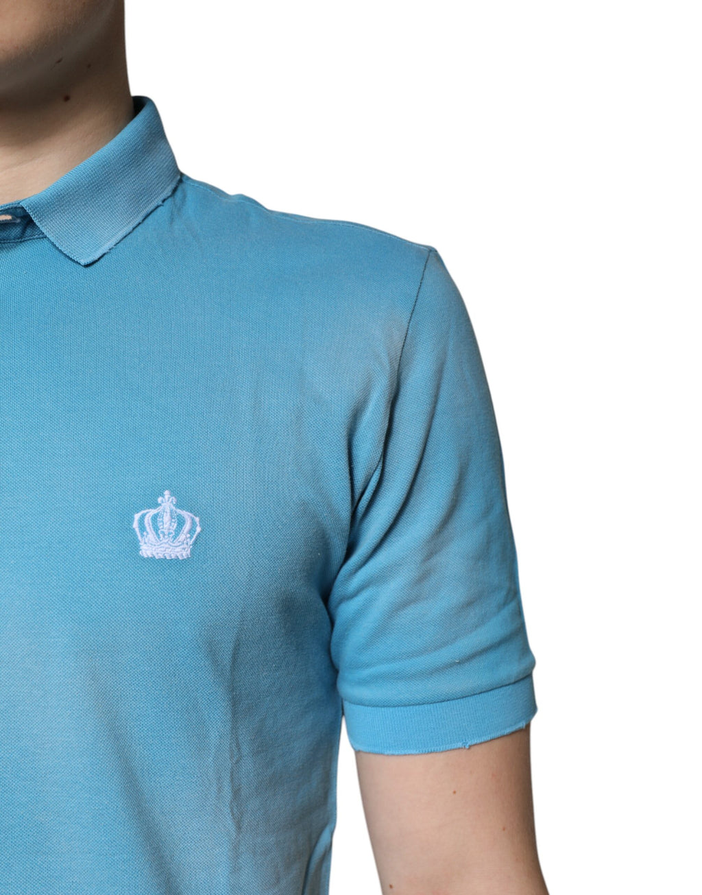 Dolce & Gabbana Blue Cotton Crown Collared Men Polo T-shirt