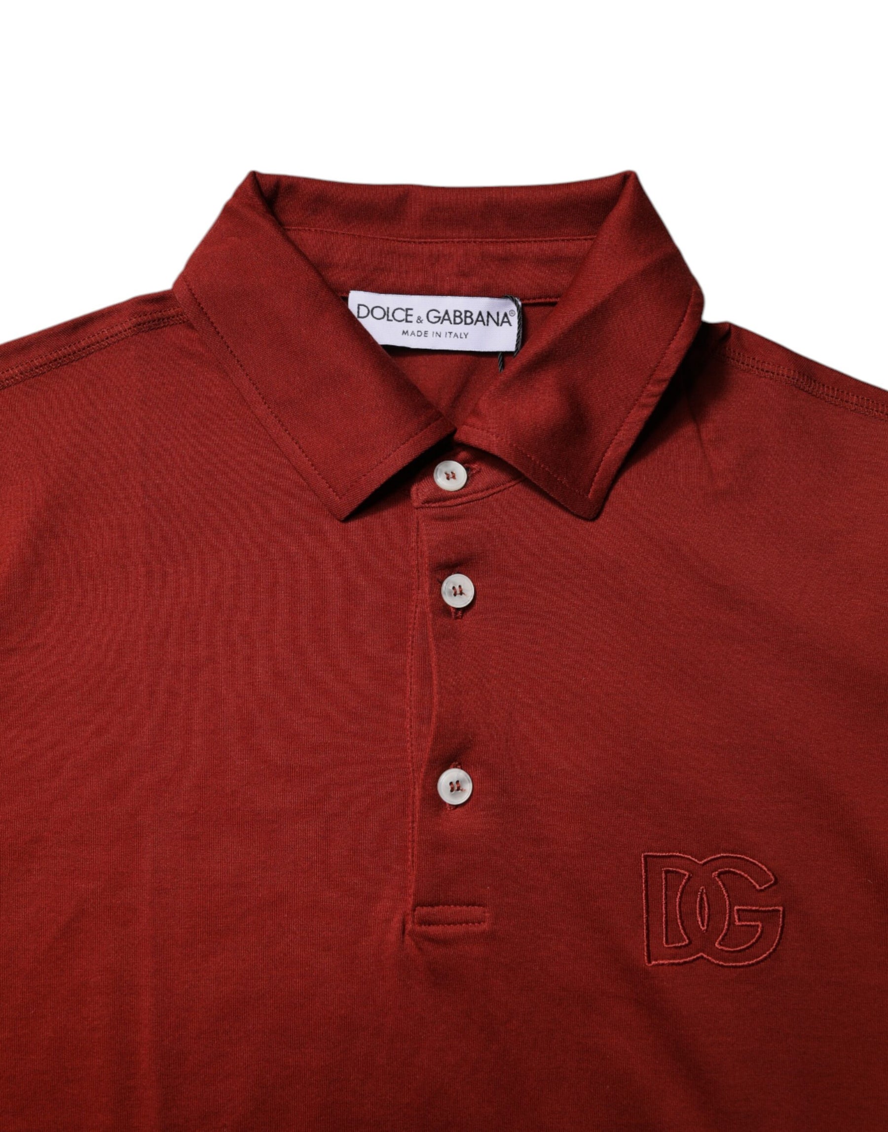 Dolce & Gabbana Red Cotton DG Logo Collared Men Polo T-shirt | Regal Royce