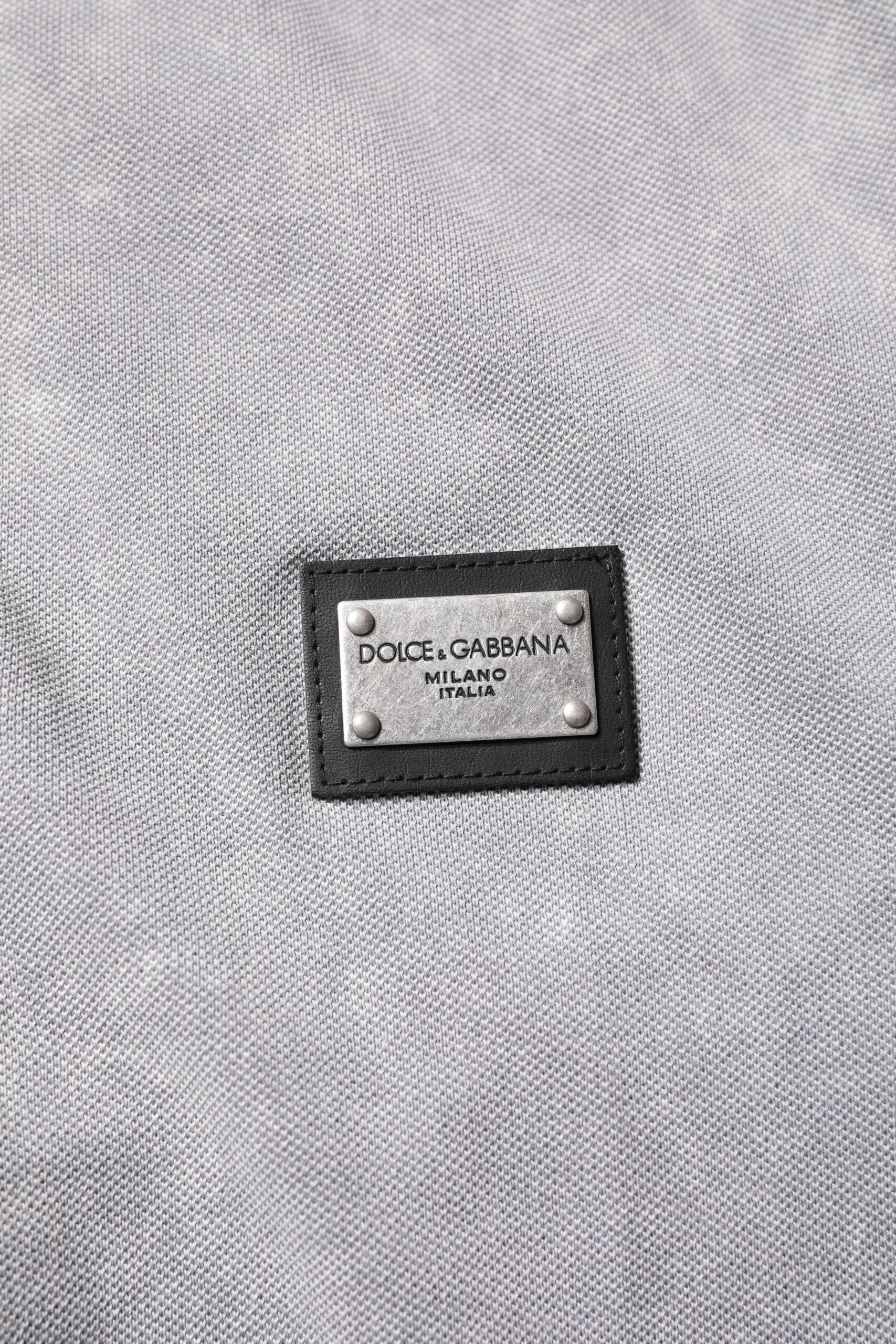 Dolce & Gabbana Gray Logo Plaque Cotton Men Polo Shirt T-shirt | Regal Royce