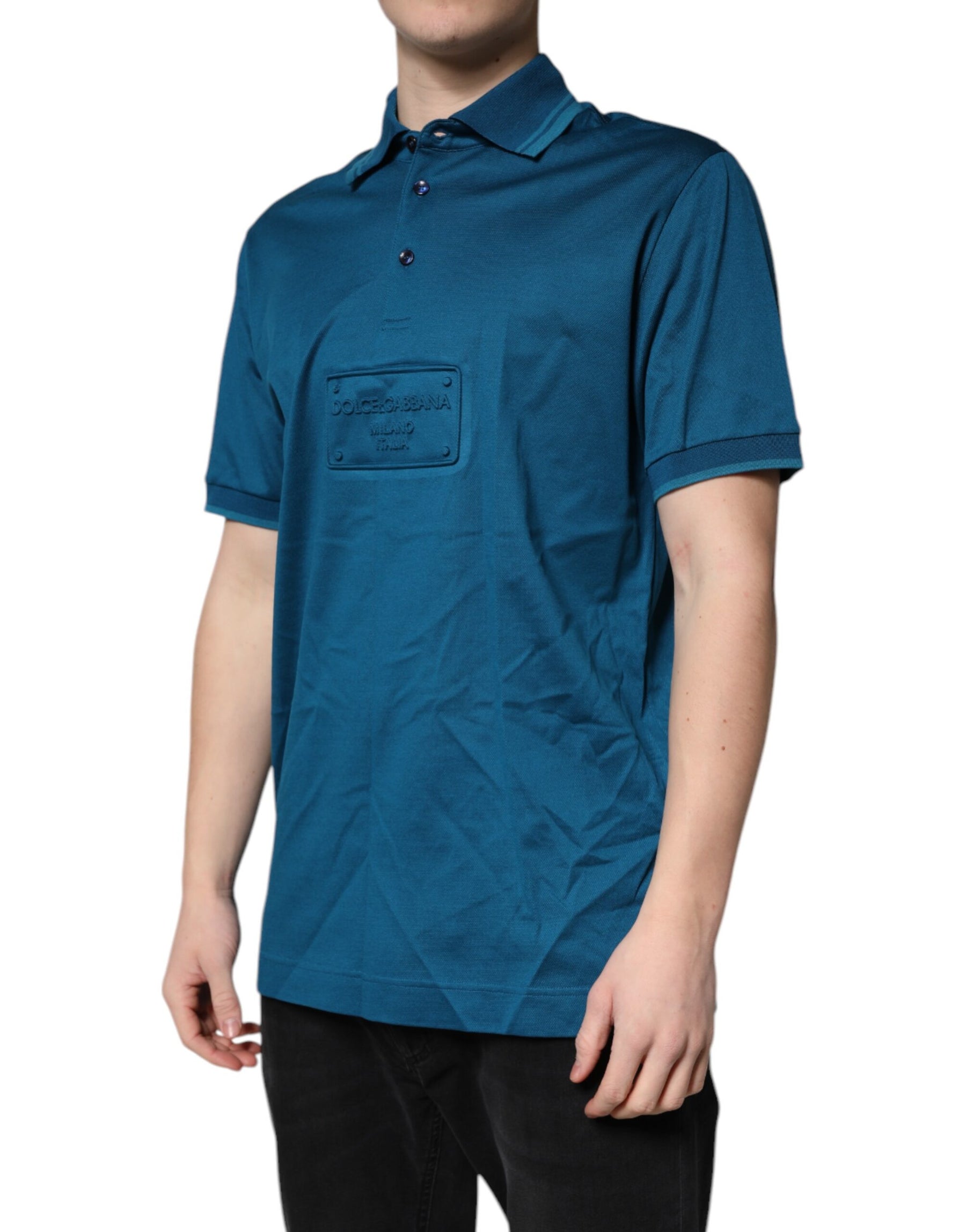 Dolce & Gabbana Blue Logo Cotton Men Polo Shirt T-shirt | Regal Royce