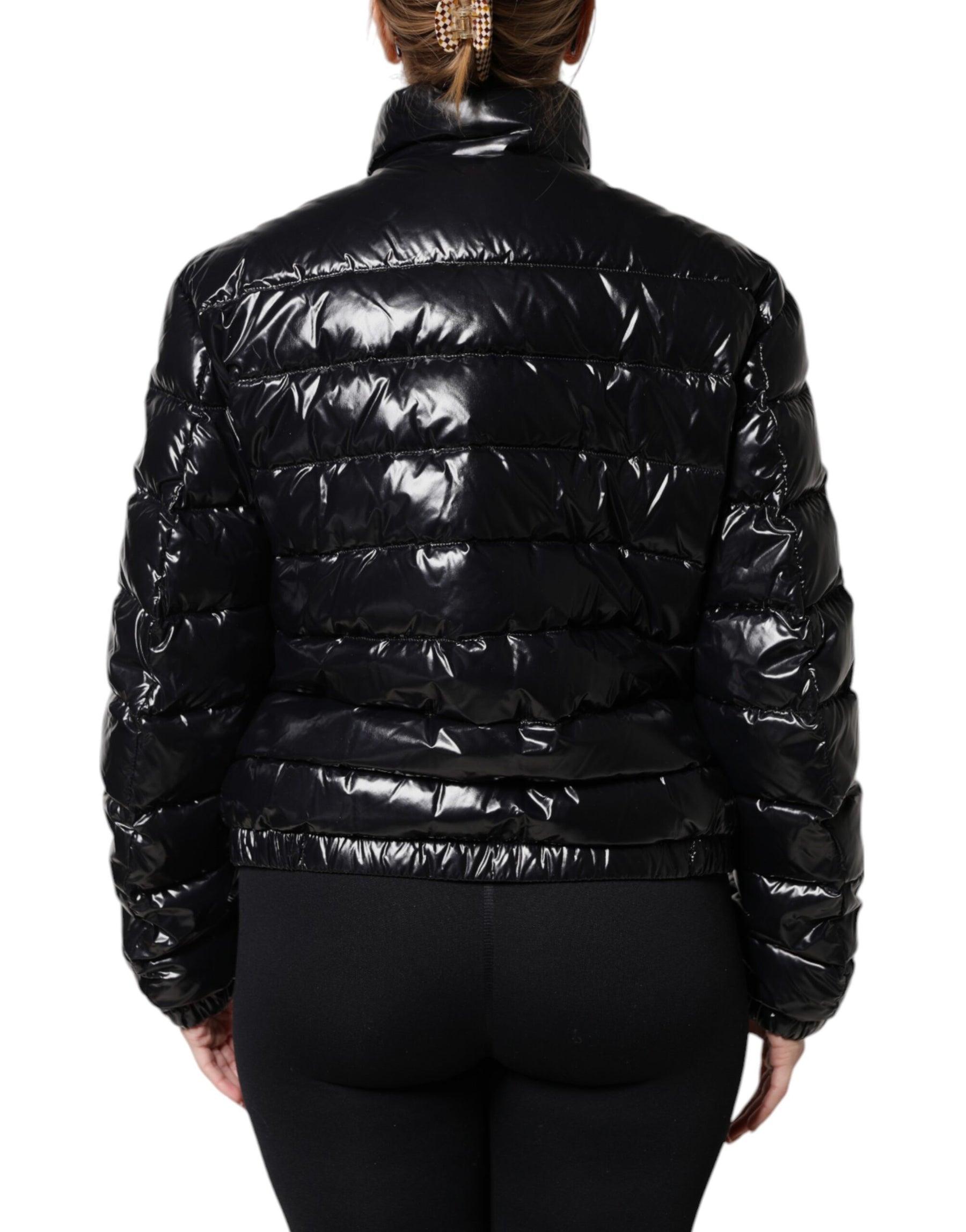 Dolce & Gabbana Black Logo Plaque Full Zip Puffer Jacket | Regal Royce