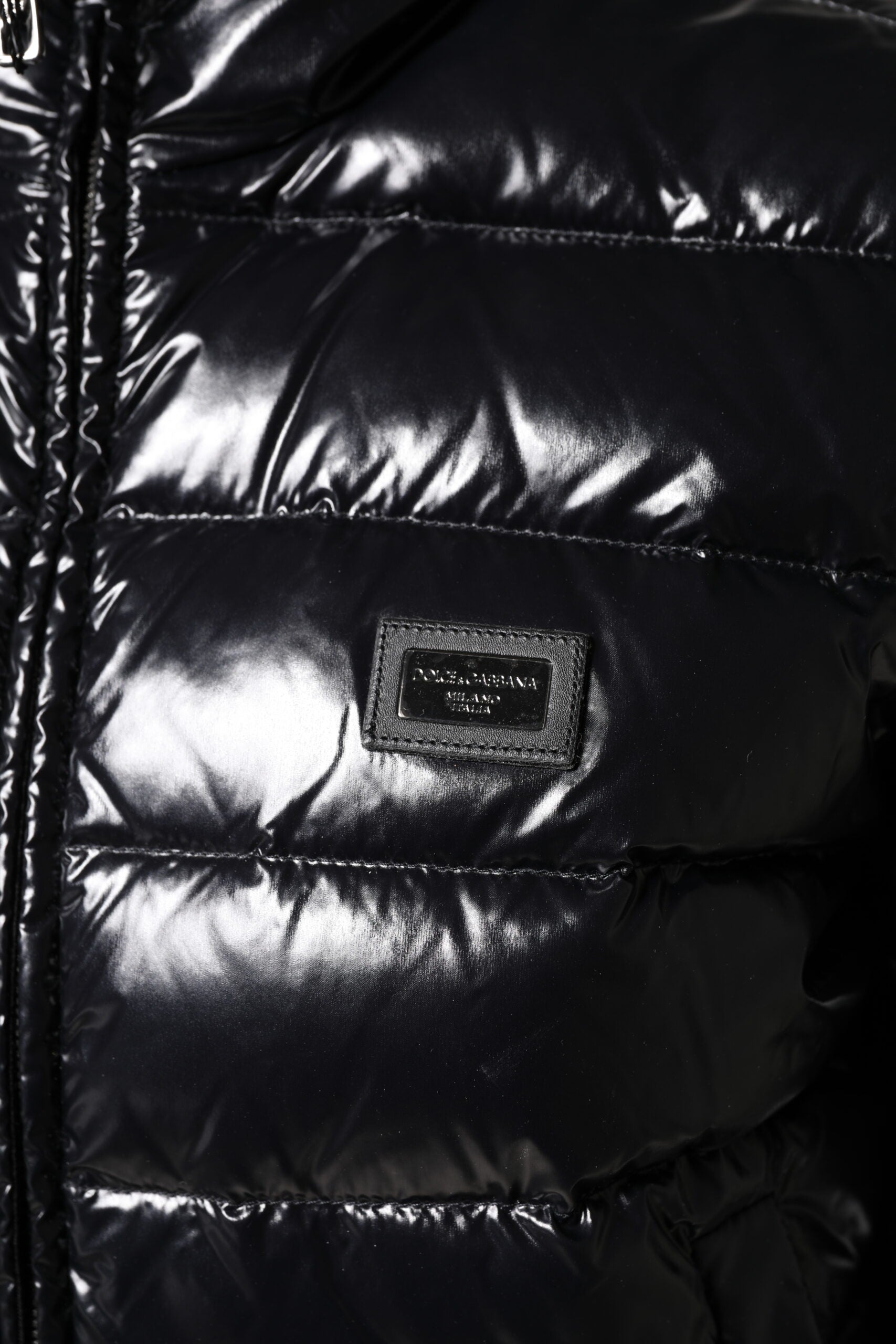 Dolce & Gabbana Black Logo Plaque Full Zip Puffer Jacket | Regal Royce