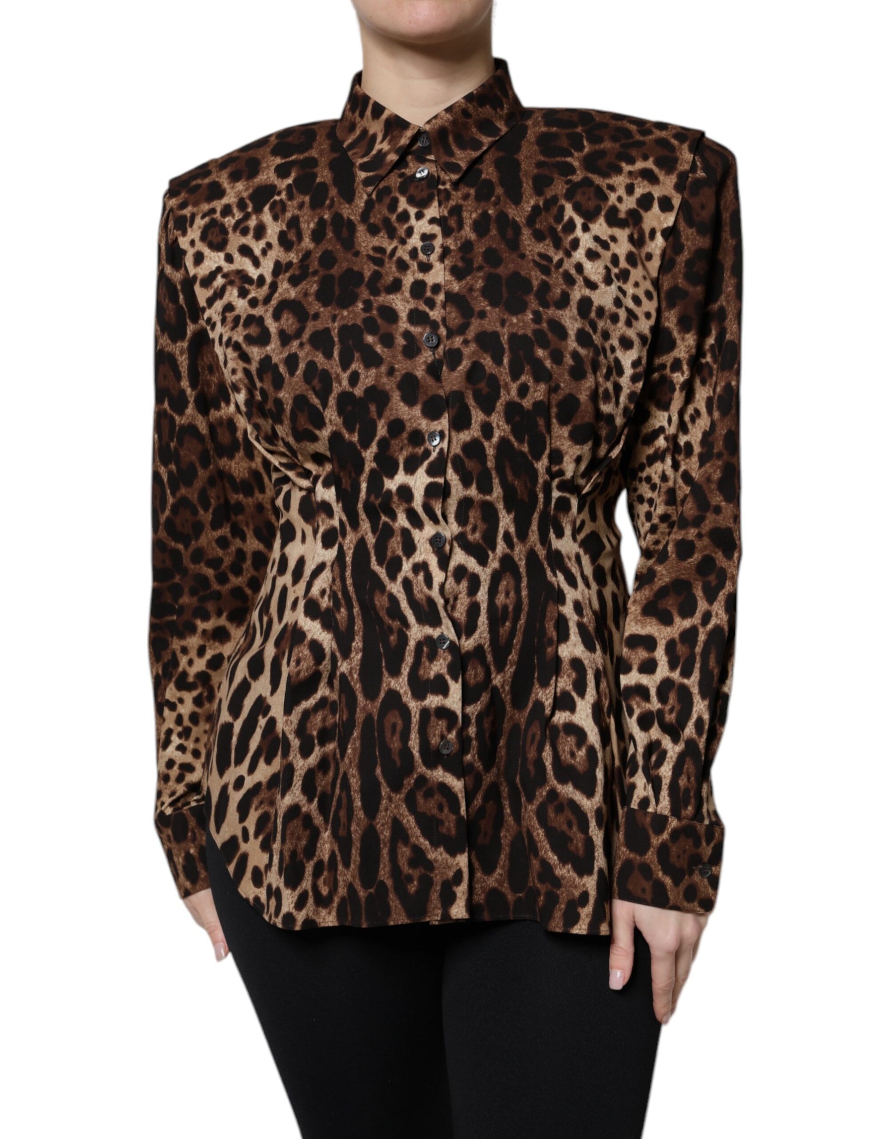 Dolce & Gabbana Brown Leopard Silk Button Down Coat Jacket | Regal Royce