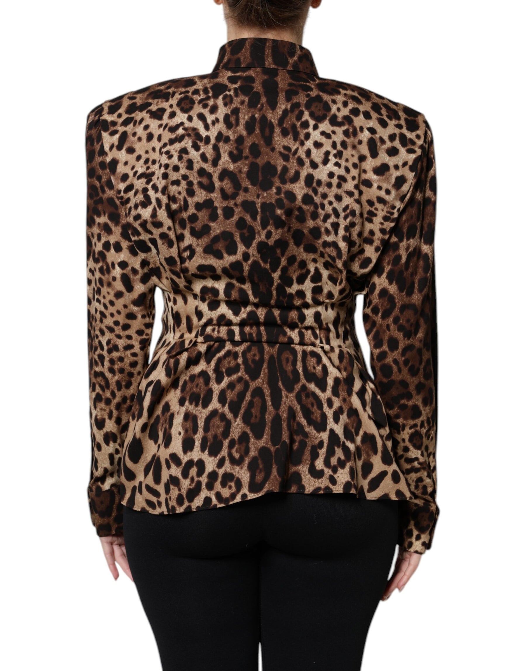 Dolce & Gabbana Brown Leopard Silk Button Down Coat Jacket | Regal Royce