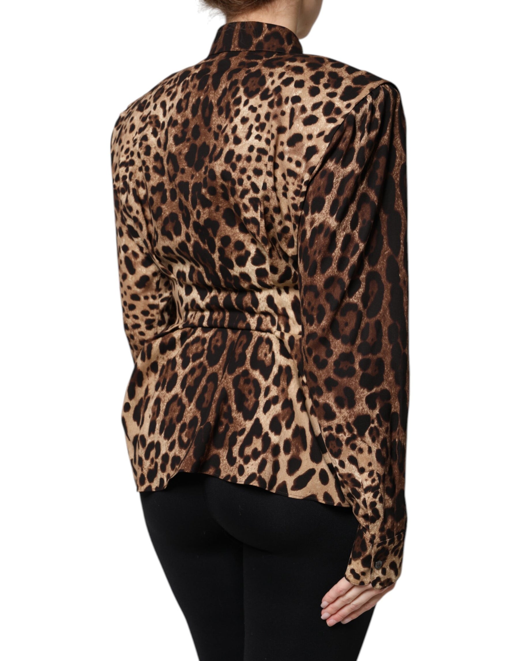 Dolce & Gabbana Brown Leopard Silk Button Down Coat Jacket | Regal Royce