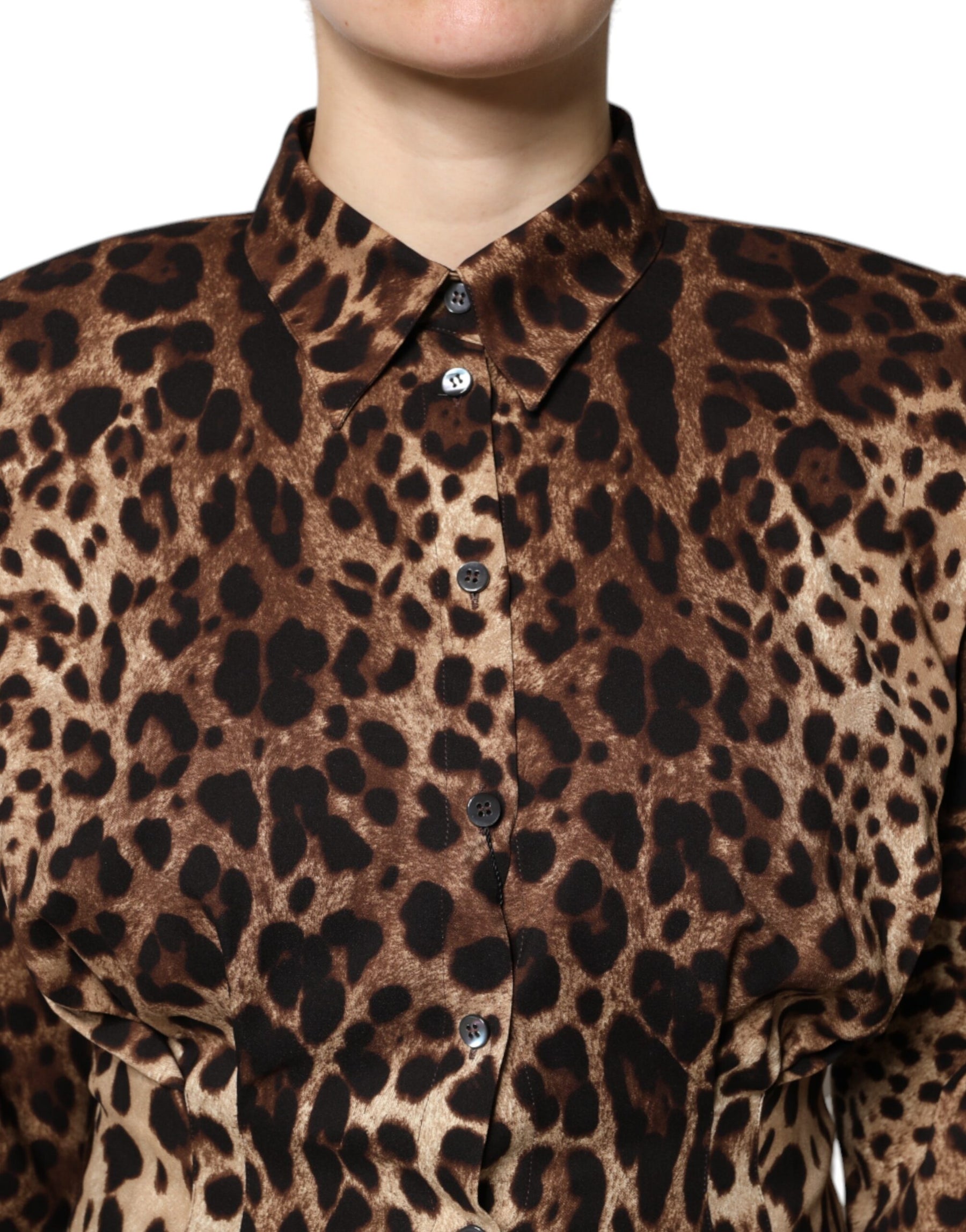 Dolce & Gabbana Brown Leopard Silk Button Down Coat Jacket | Regal Royce