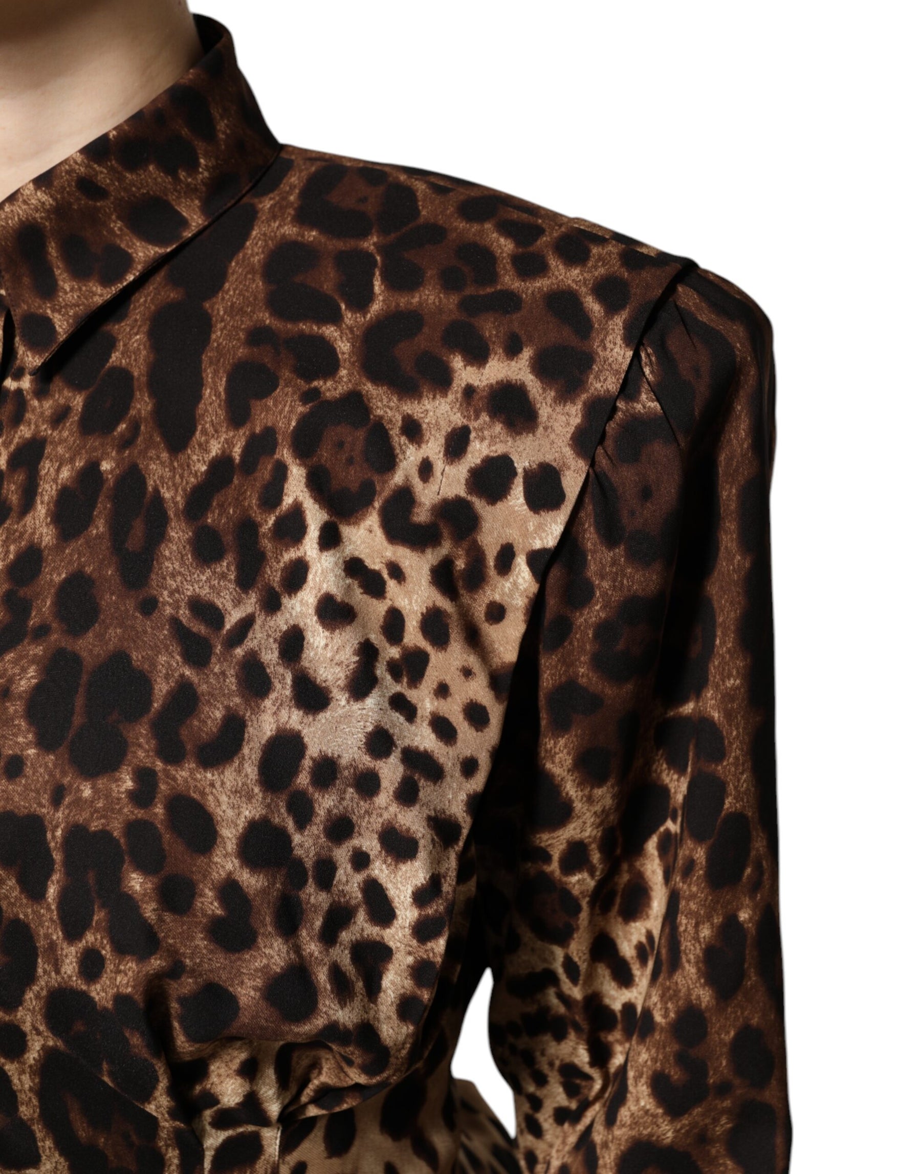 Dolce & Gabbana Brown Leopard Silk Button Down Coat Jacket | Regal Royce