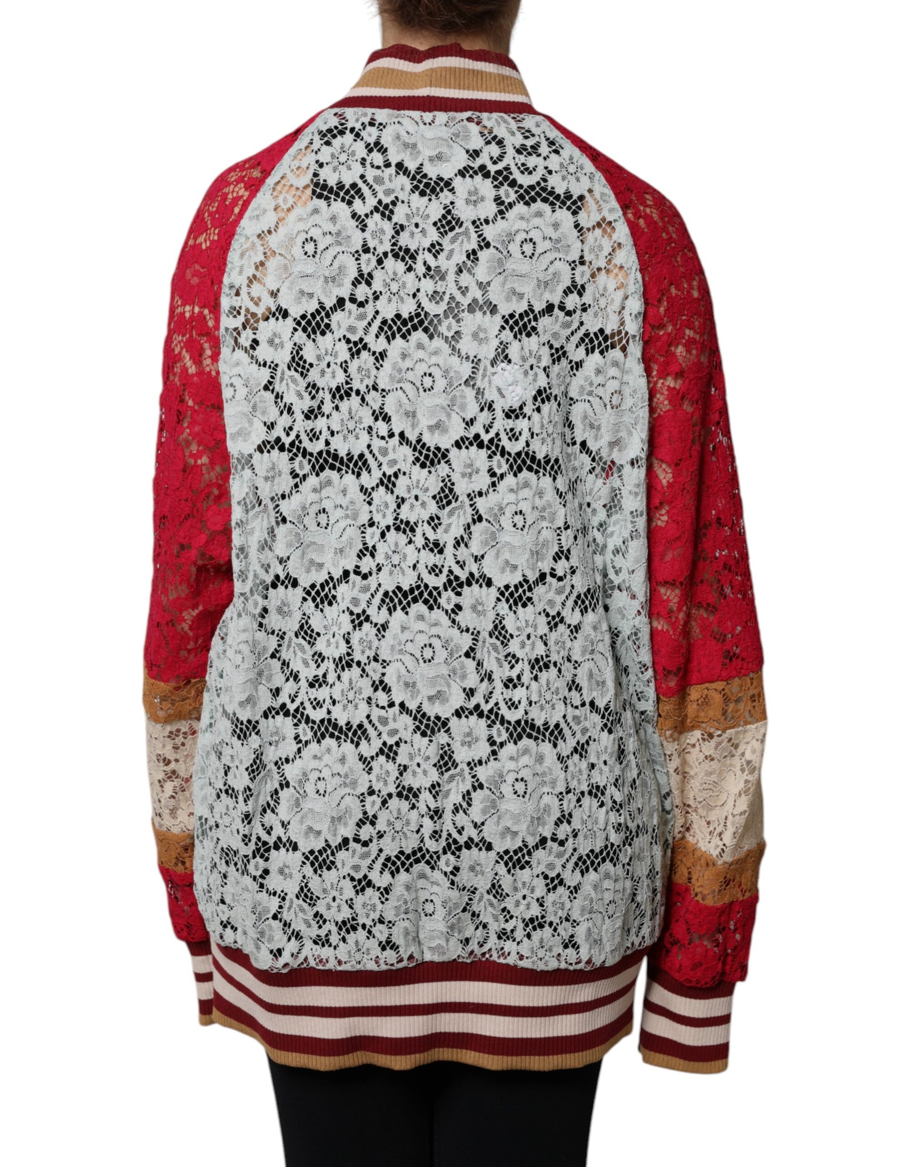 Dolce & Gabbana Multicolor Floral Lace Cardigan Sweater | Regal Royce