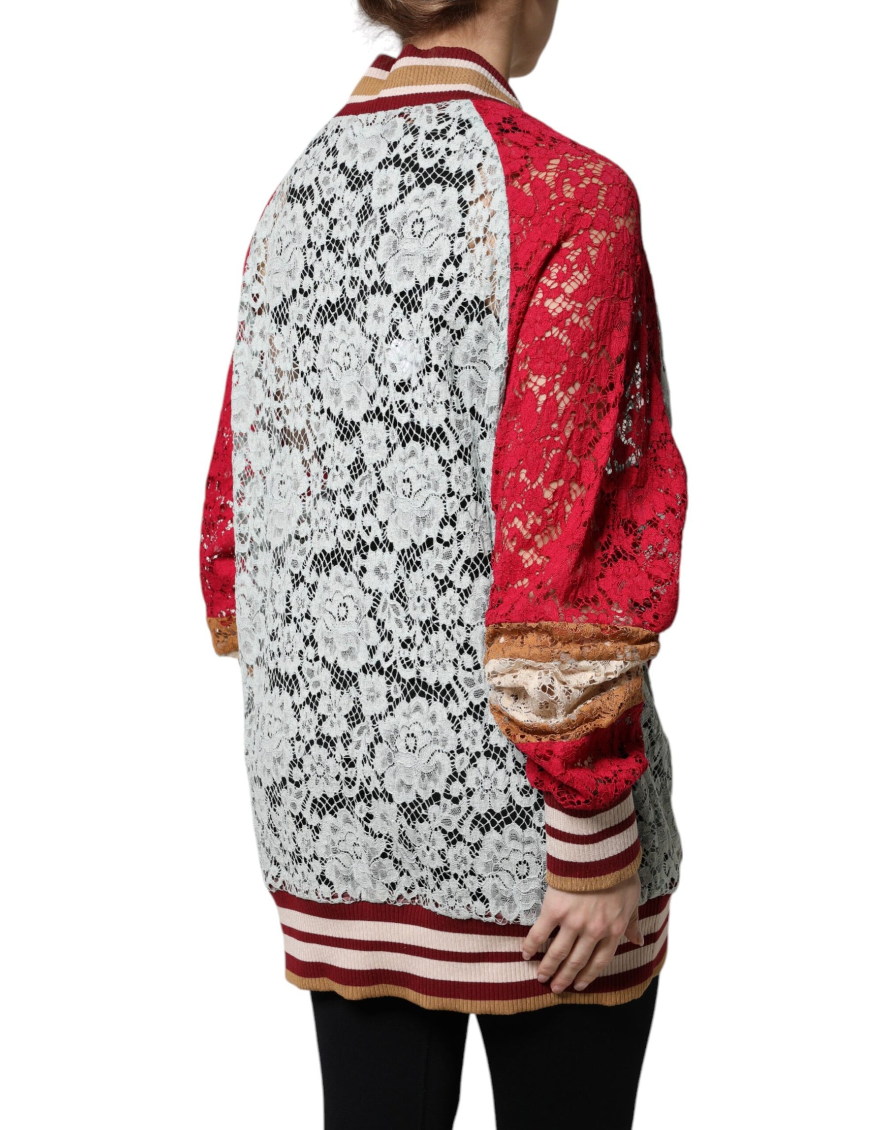 Dolce & Gabbana Multicolor Floral Lace Cardigan Sweater | Regal Royce