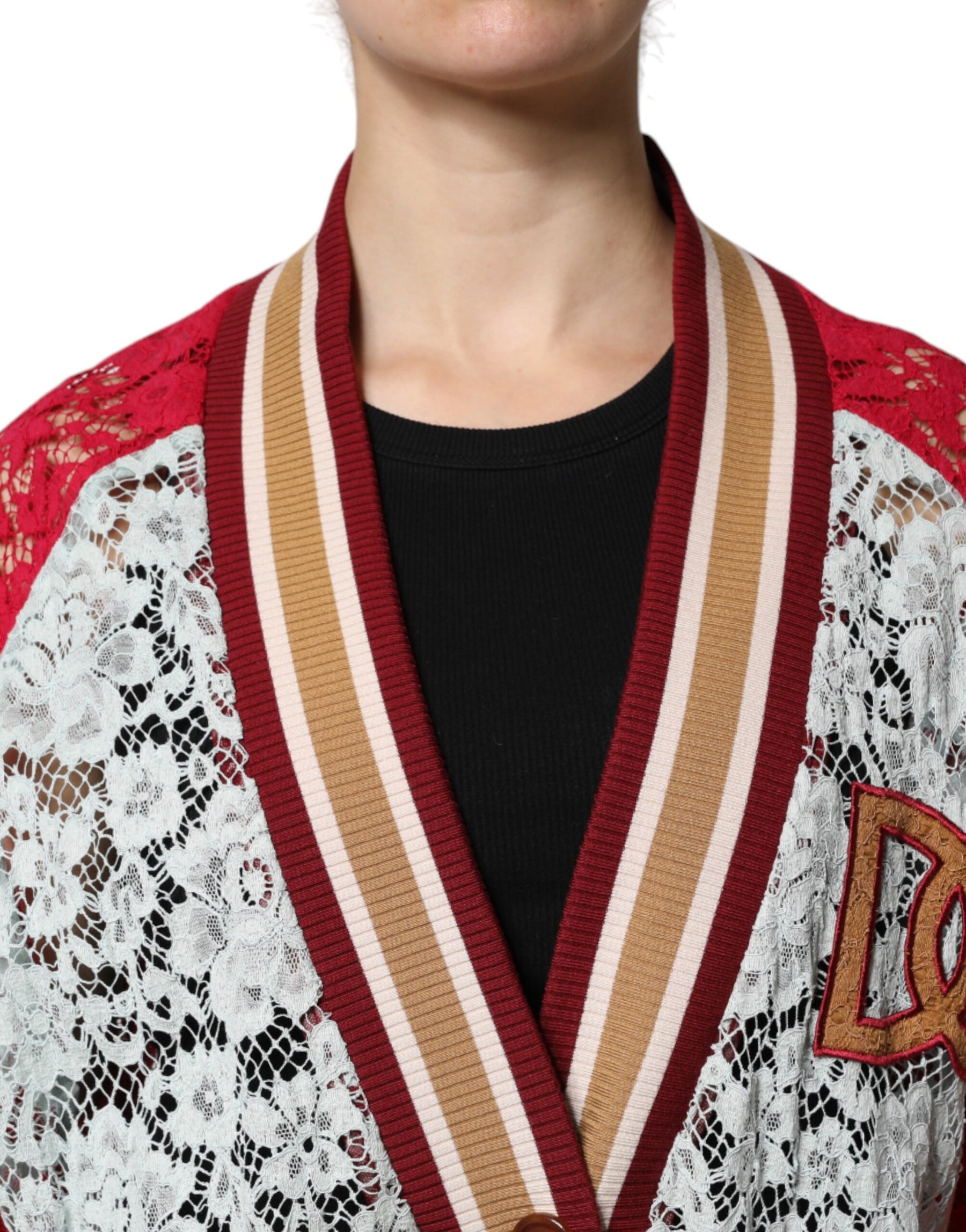 Dolce & Gabbana Multicolor Floral Lace Cardigan Sweater | Regal Royce