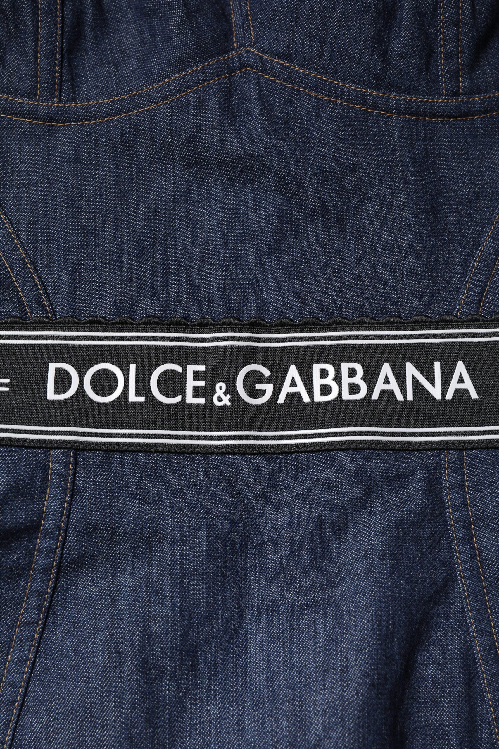 Dolce & Gabbana Blue Cotton Stretch Sleeveless Bodycon Denim Bodysuit | Regal Royce