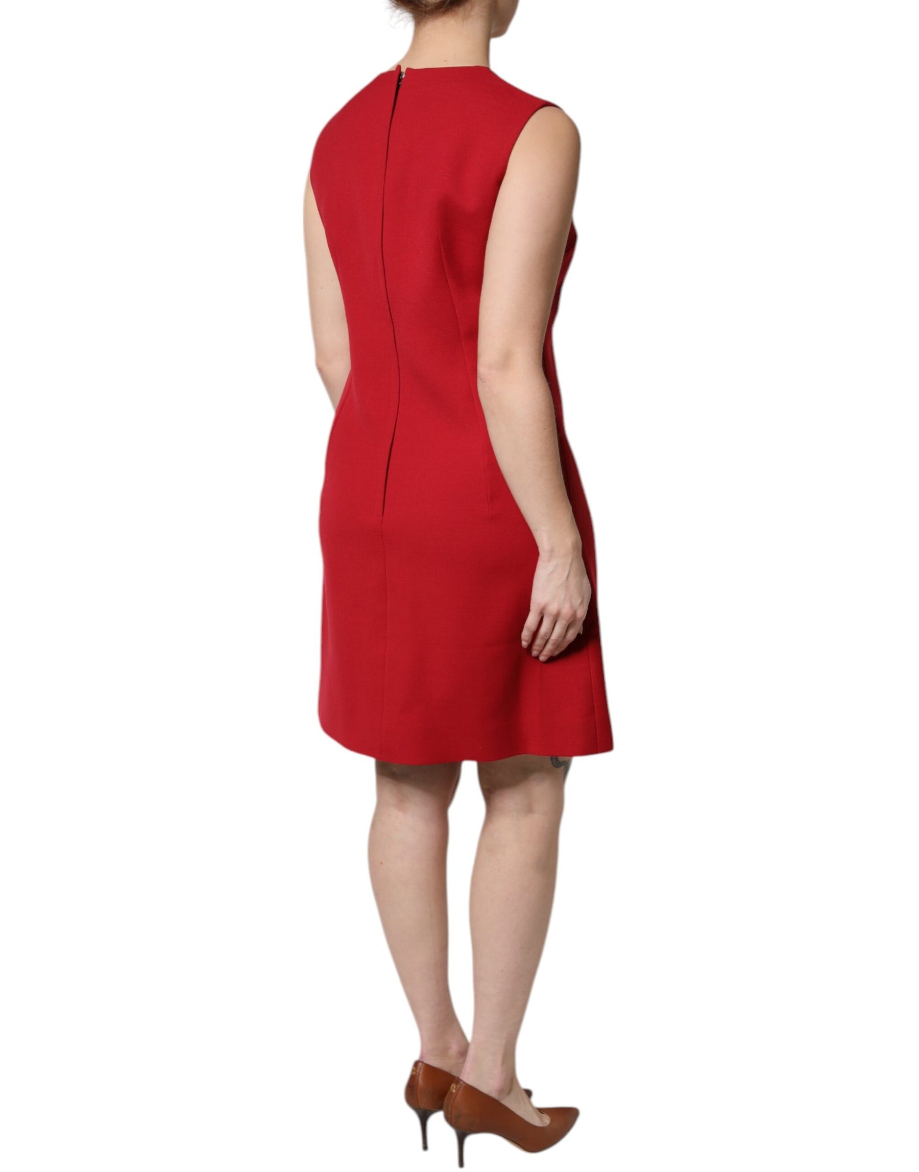 Dolce & Gabbana Red Wool Sleeveless Knee Length A-line Dress | Regal Royce
