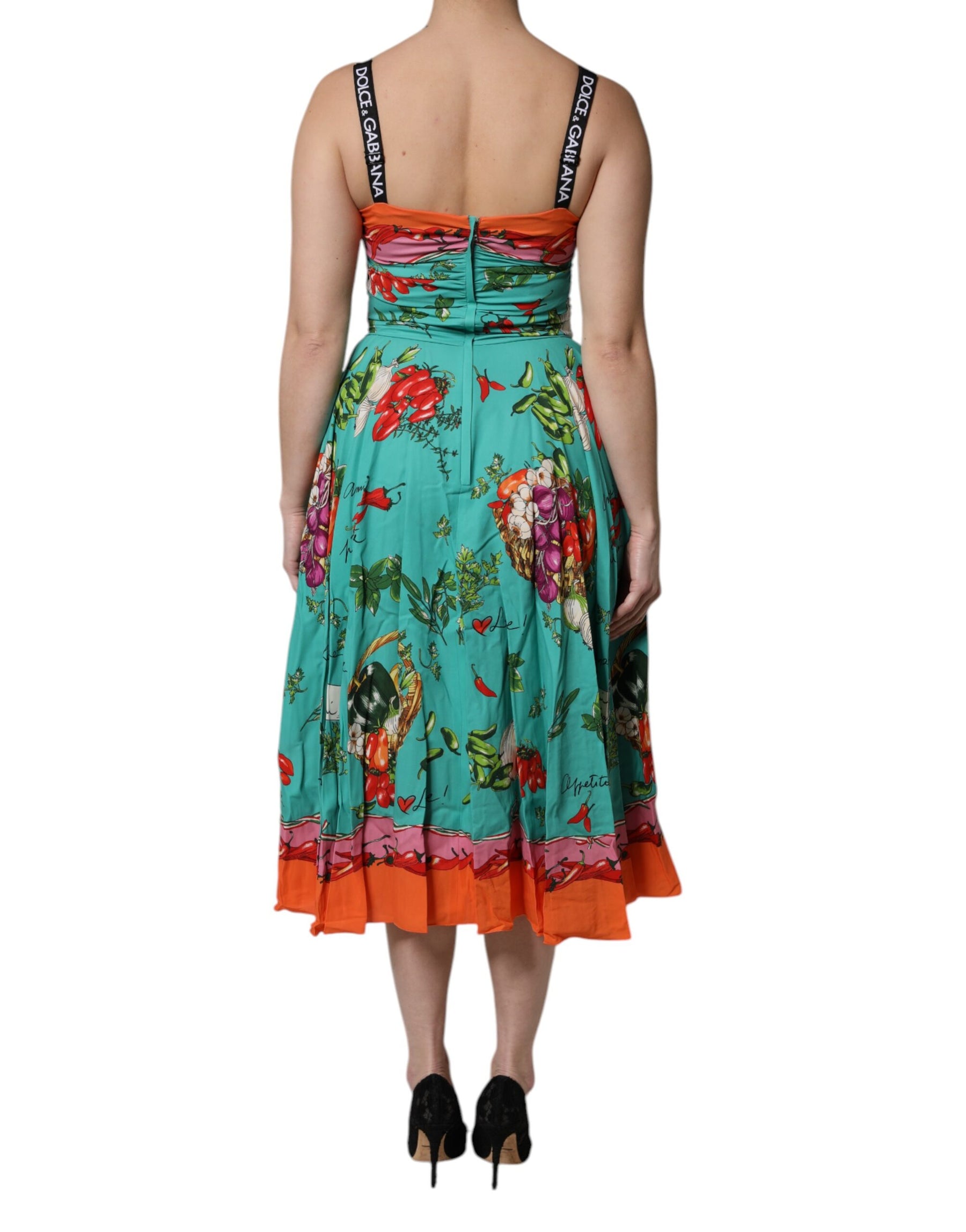 Dolce & Gabbana Multicolor Printed Silk Sleeveless Midi Dress | Regal Royce