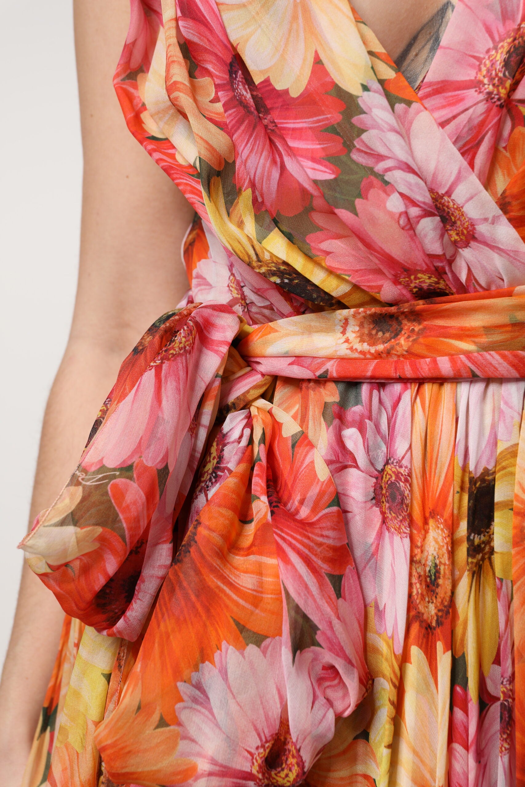 Dolce & Gabbana Multicolor Floral Silk V-neck Chiffon Dress | Regal Royce