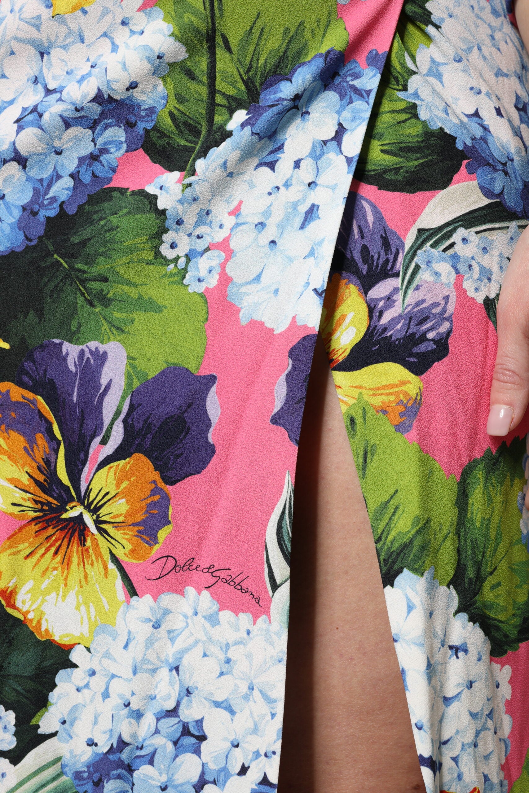 Dolce & Gabbana Multicolor Floral Side Slit Midi Dress | Regal Royce