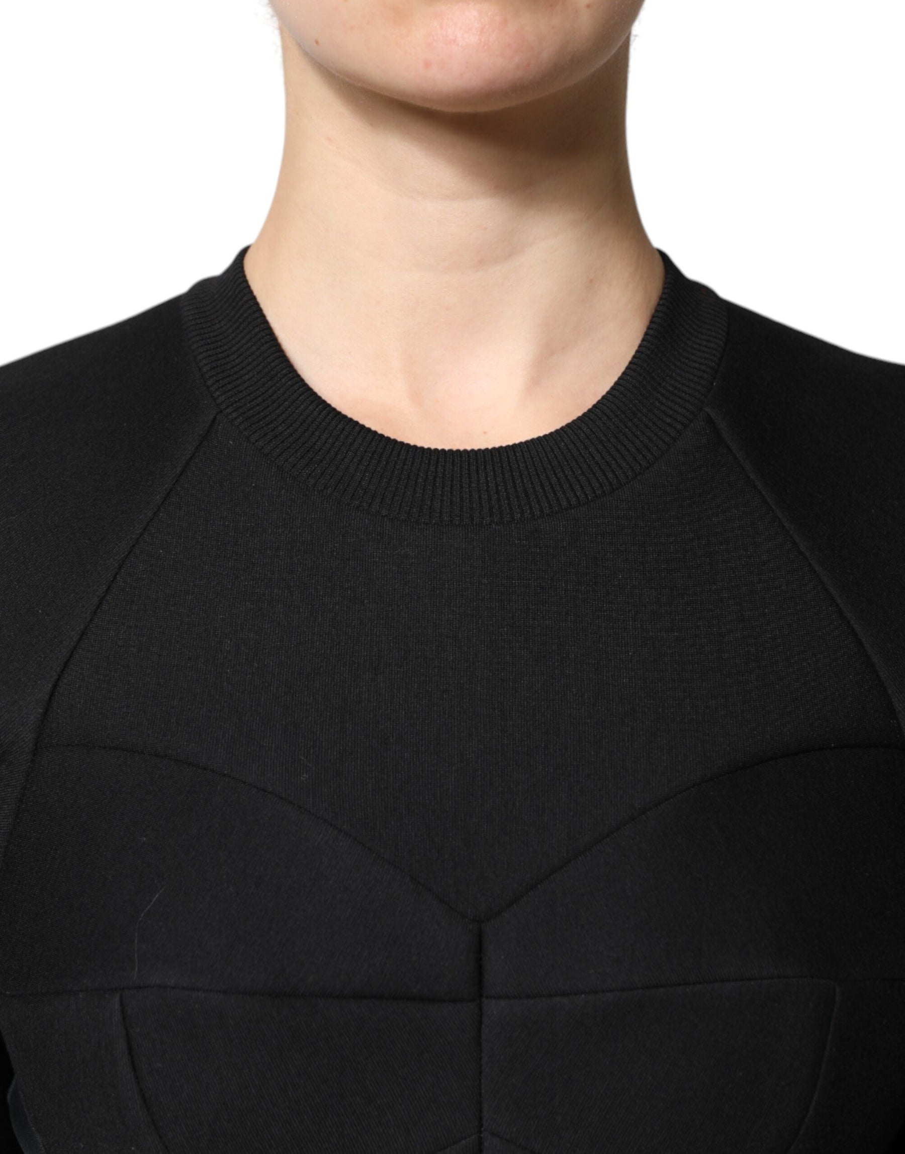 Dolce & Gabbana Black Cotton Long Sleeves A-line Mini Dress | Regal Royce