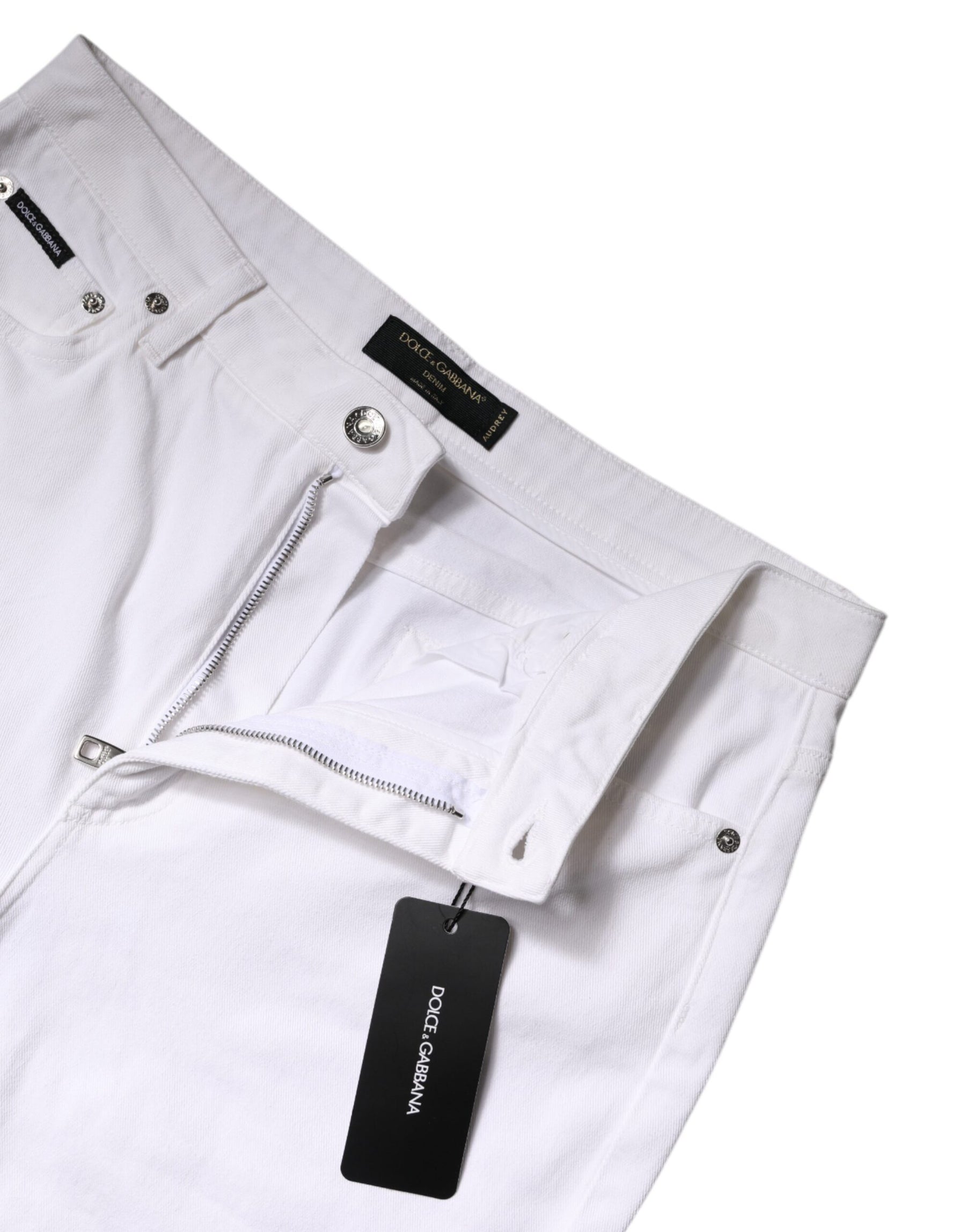 Dolce & Gabbana White Cotton Mid Waist Skinny Denim Jeans | Regal Royce