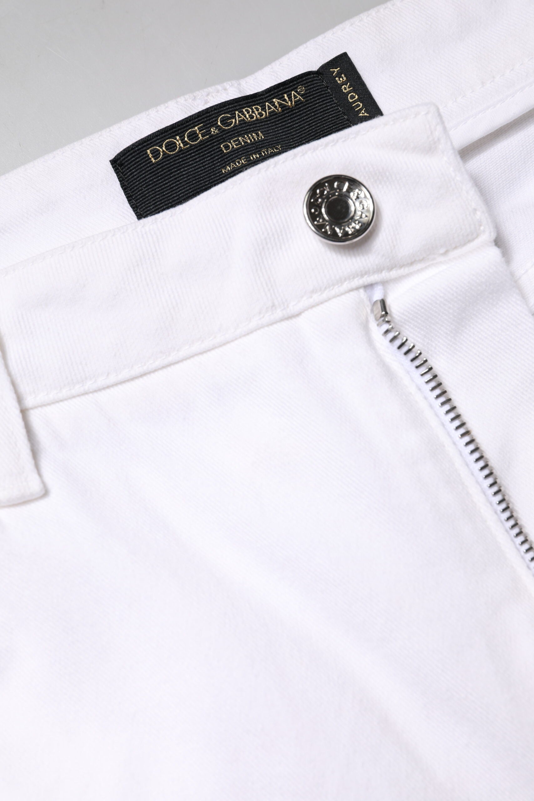 Dolce & Gabbana White Cotton Mid Waist Skinny Denim Jeans | Regal Royce