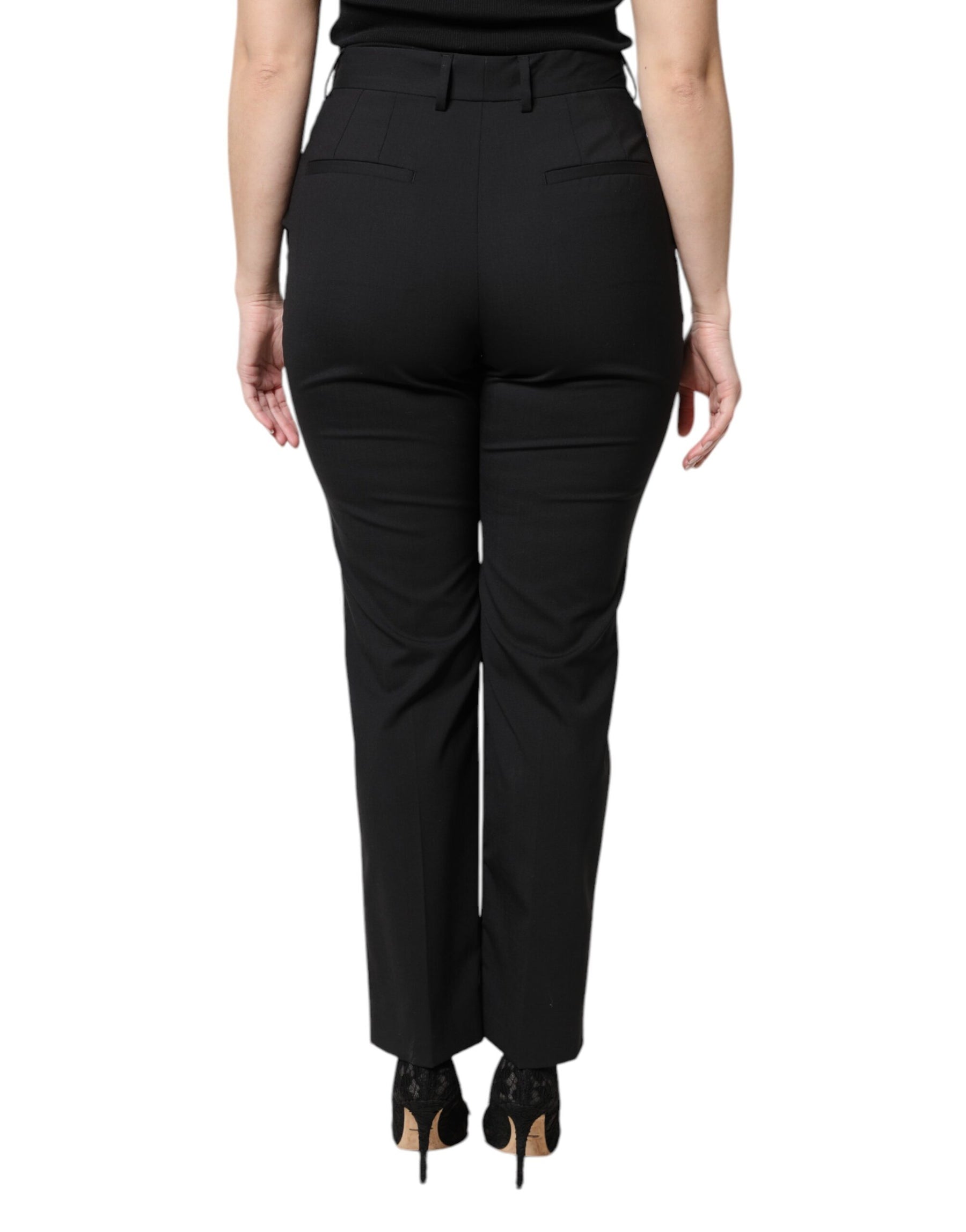 Dolce & Gabbana Black Polyester High Waist Dress Pants | Regal Royce