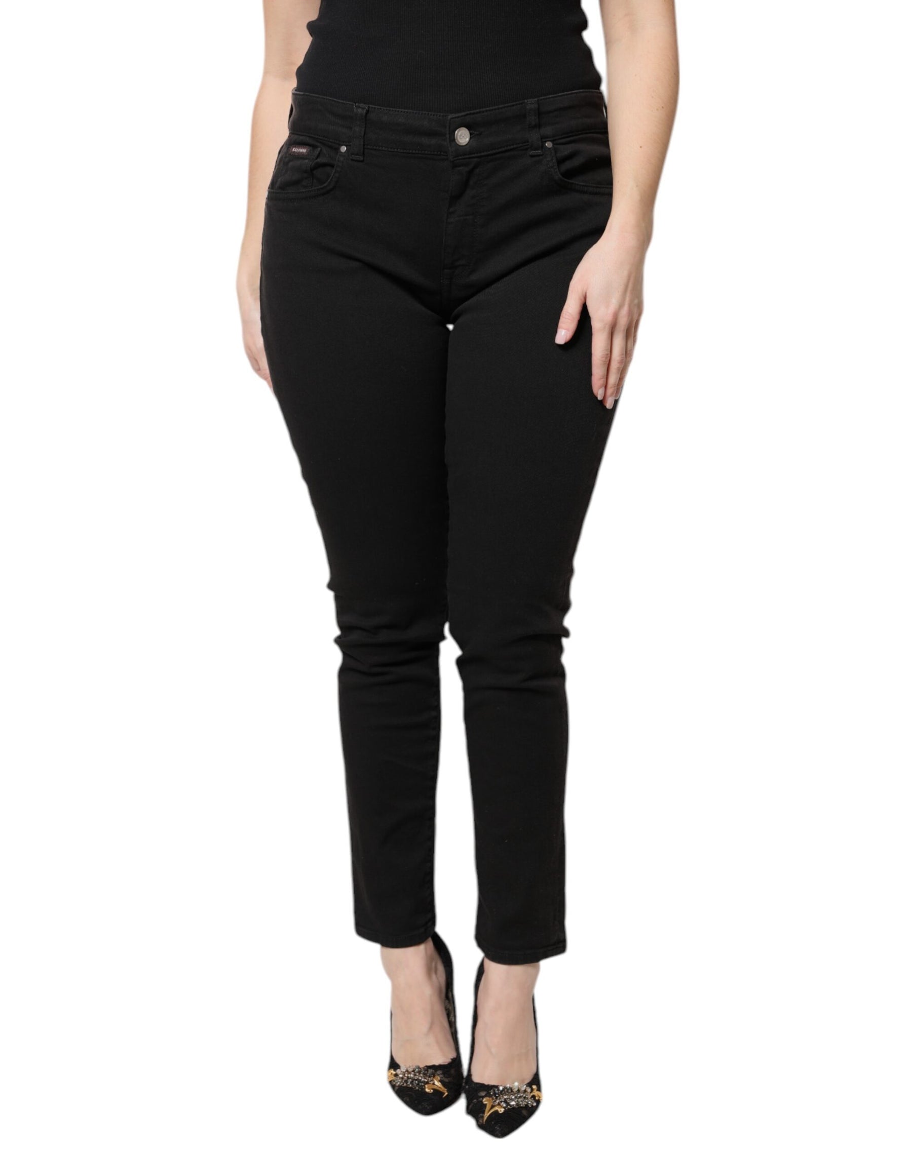 Dolce & Gabbana Black Cotton High Waist Skinny Denim Jeans | Regal Royce