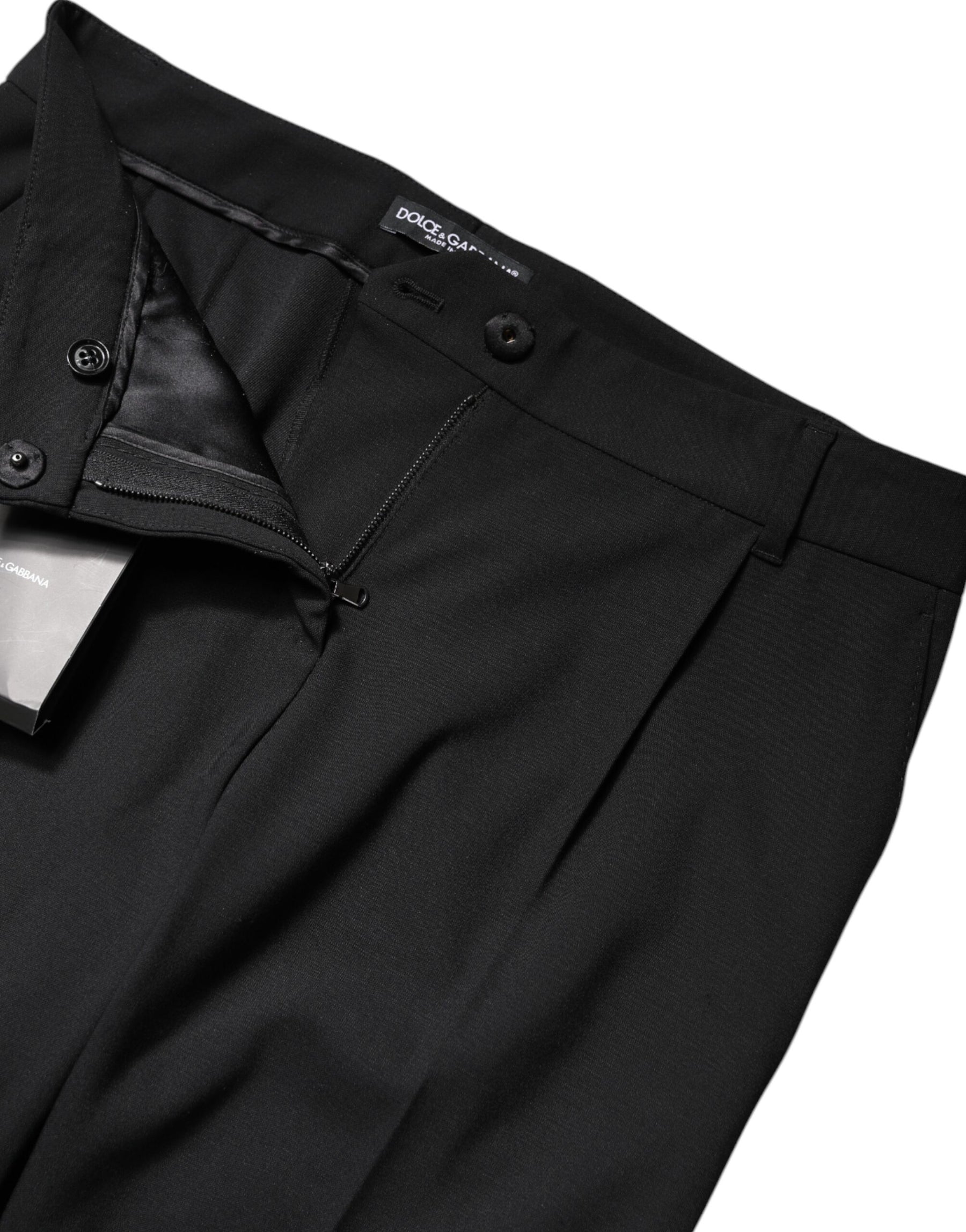 Dolce & Gabbana Black Wool High Waist Boot Cut Dress Pants | Regal Royce