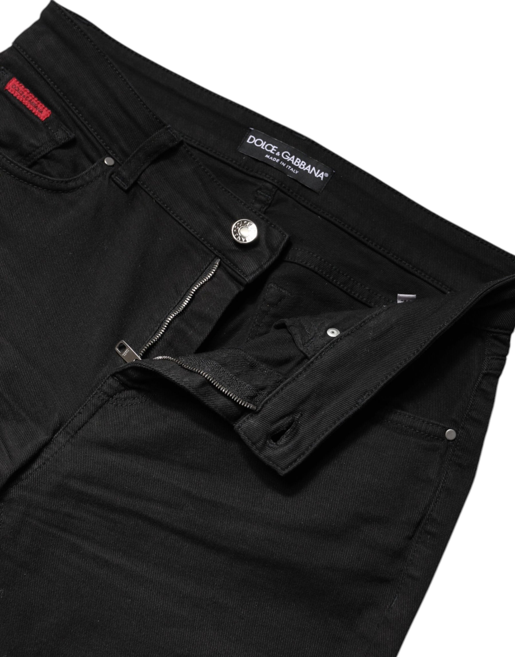 Dolce & Gabbana Black Cotton High Waist Skinny Denim Jeans | Regal Royce