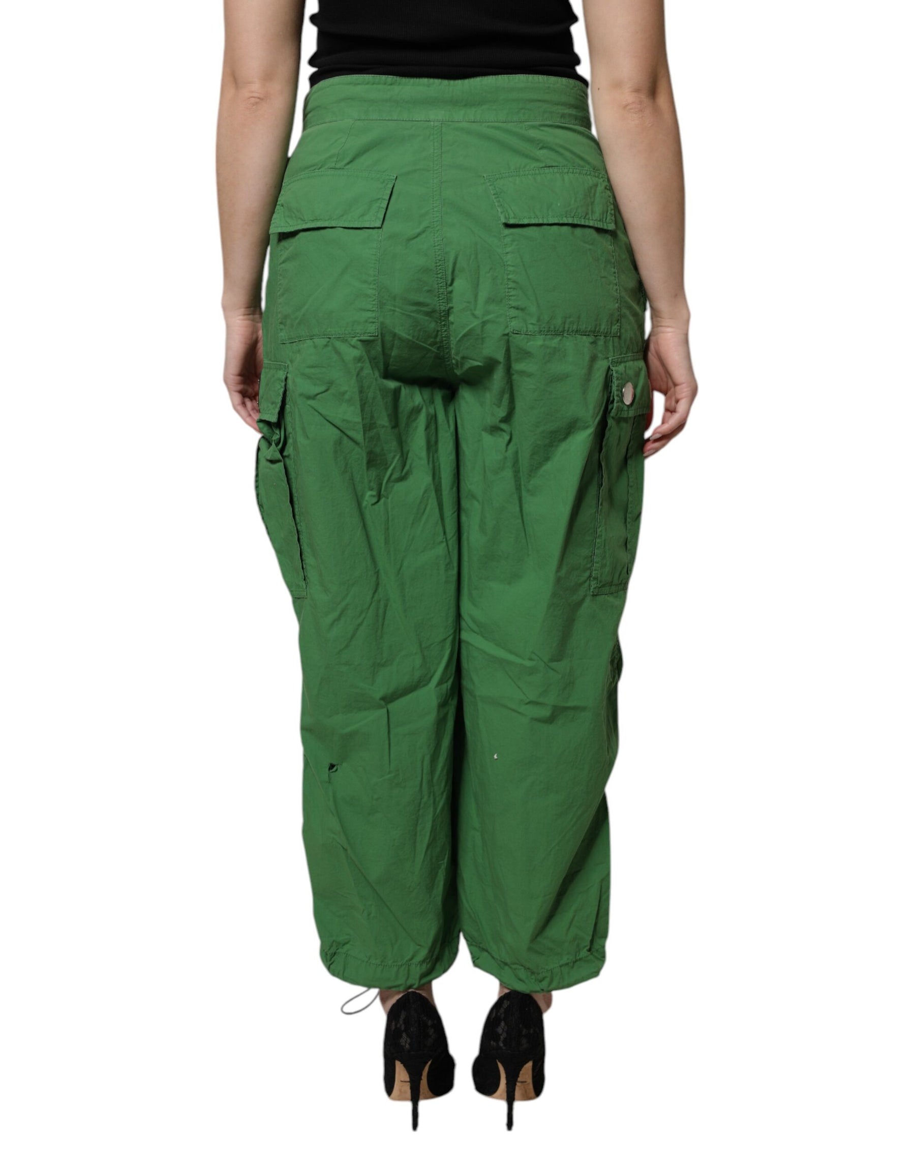 Dolce & Gabbana Green Cotton High Waist Cargo Pants | Regal Royce