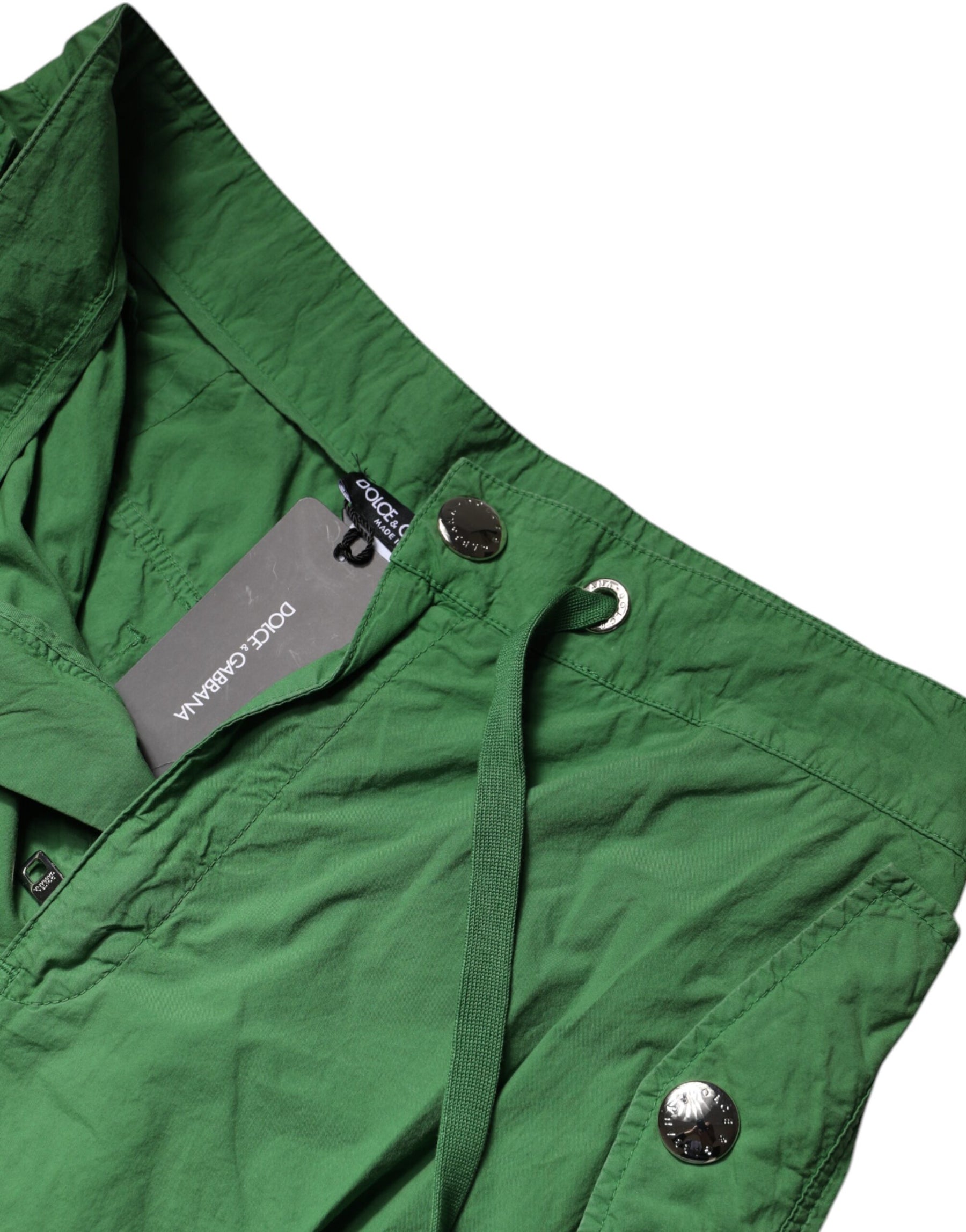 Dolce & Gabbana Green Cotton High Waist Cargo Pants | Regal Royce