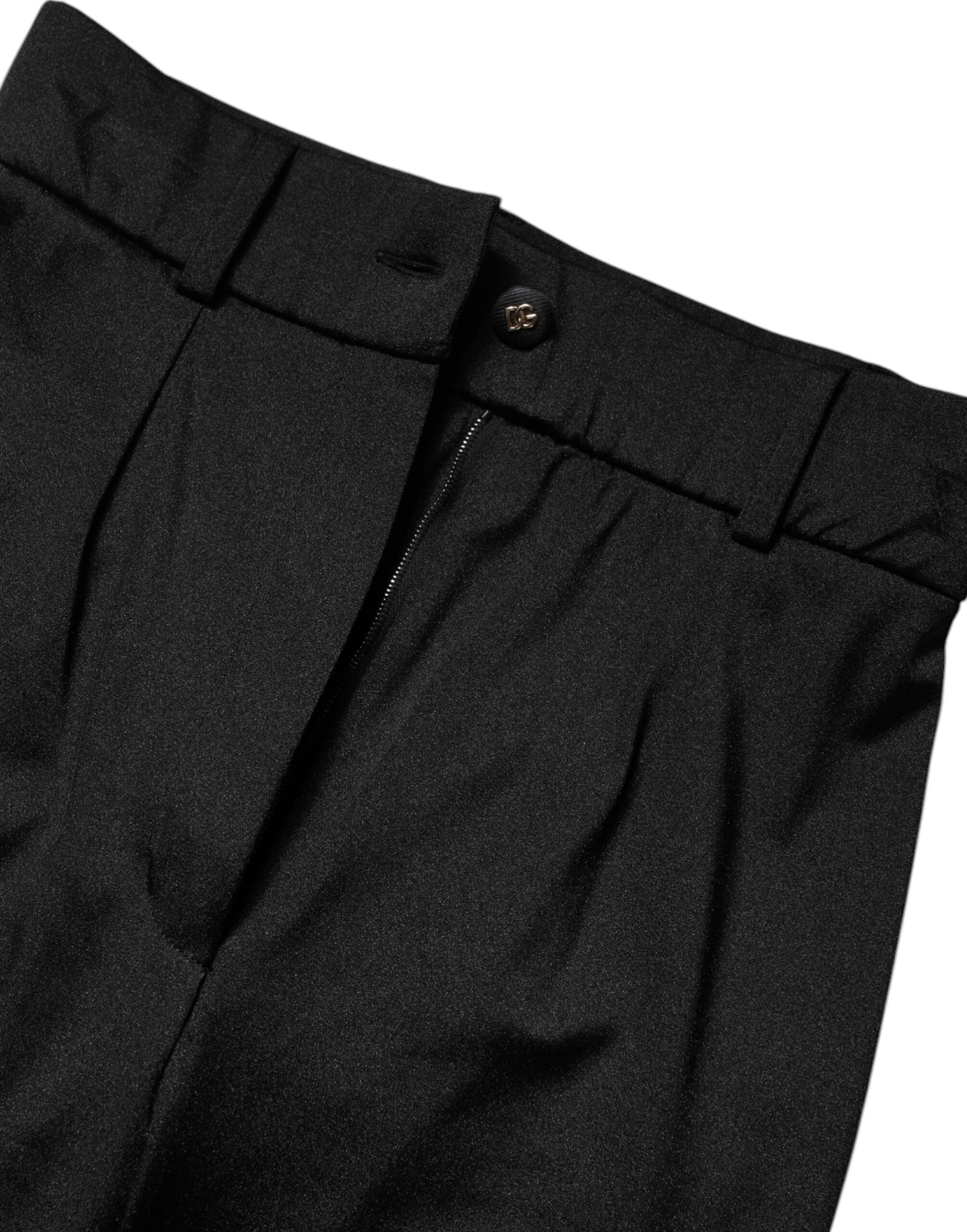 Dolce & Gabbana Black Nylon High Waist Slim Fit Pants | Regal Royce