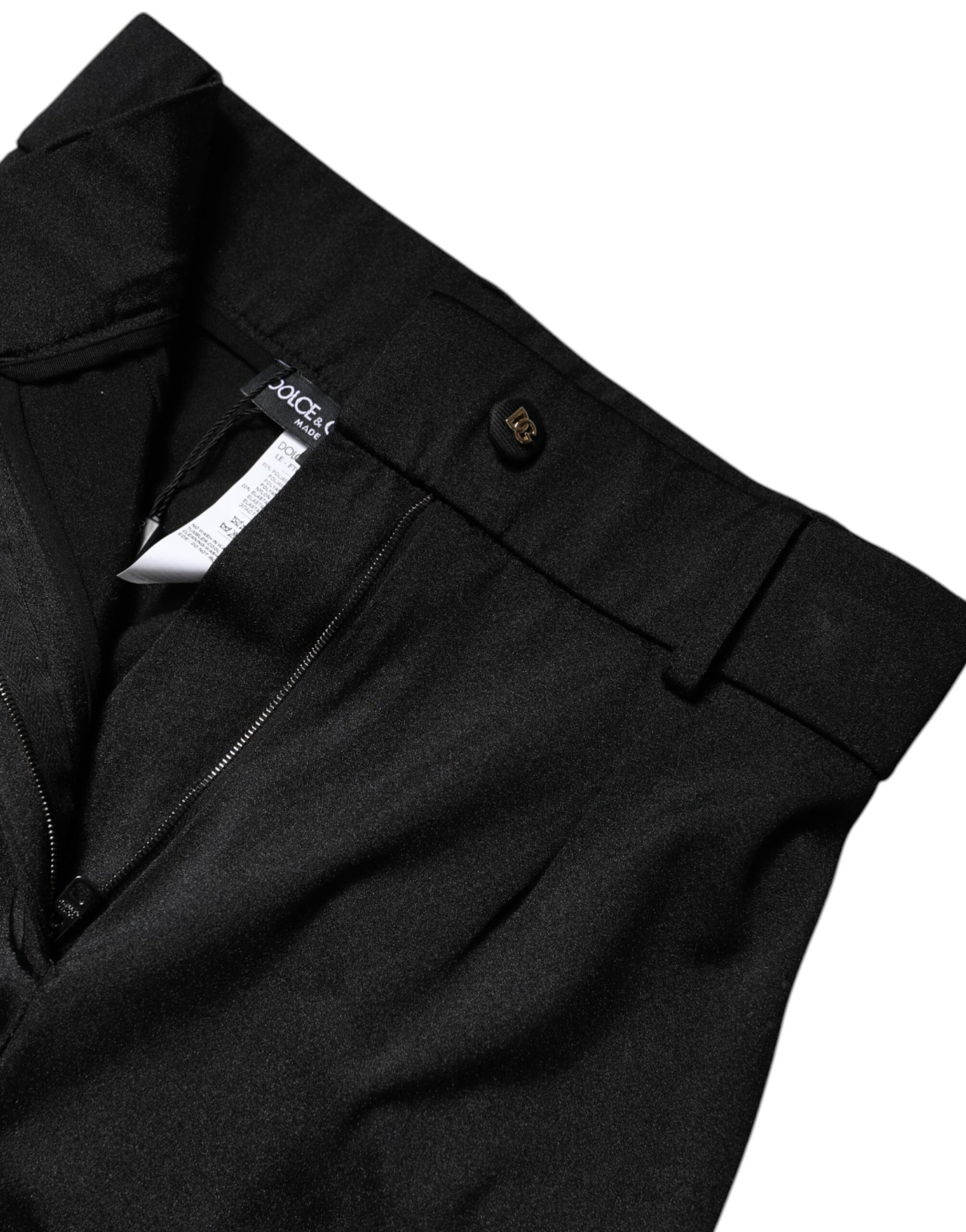 Dolce & Gabbana Black Nylon High Waist Slim Fit Pants | Regal Royce