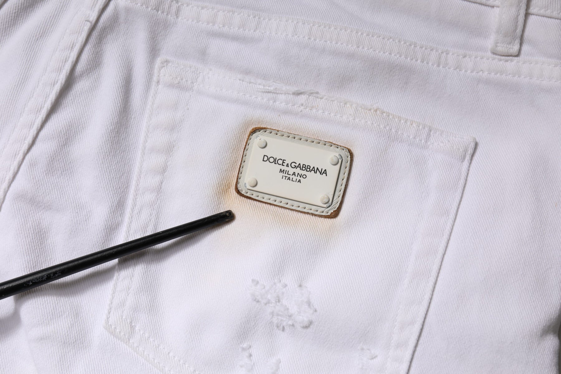 Dolce & Gabbana White Cotton High Waist Skinny Denim Jeans | Regal Royce