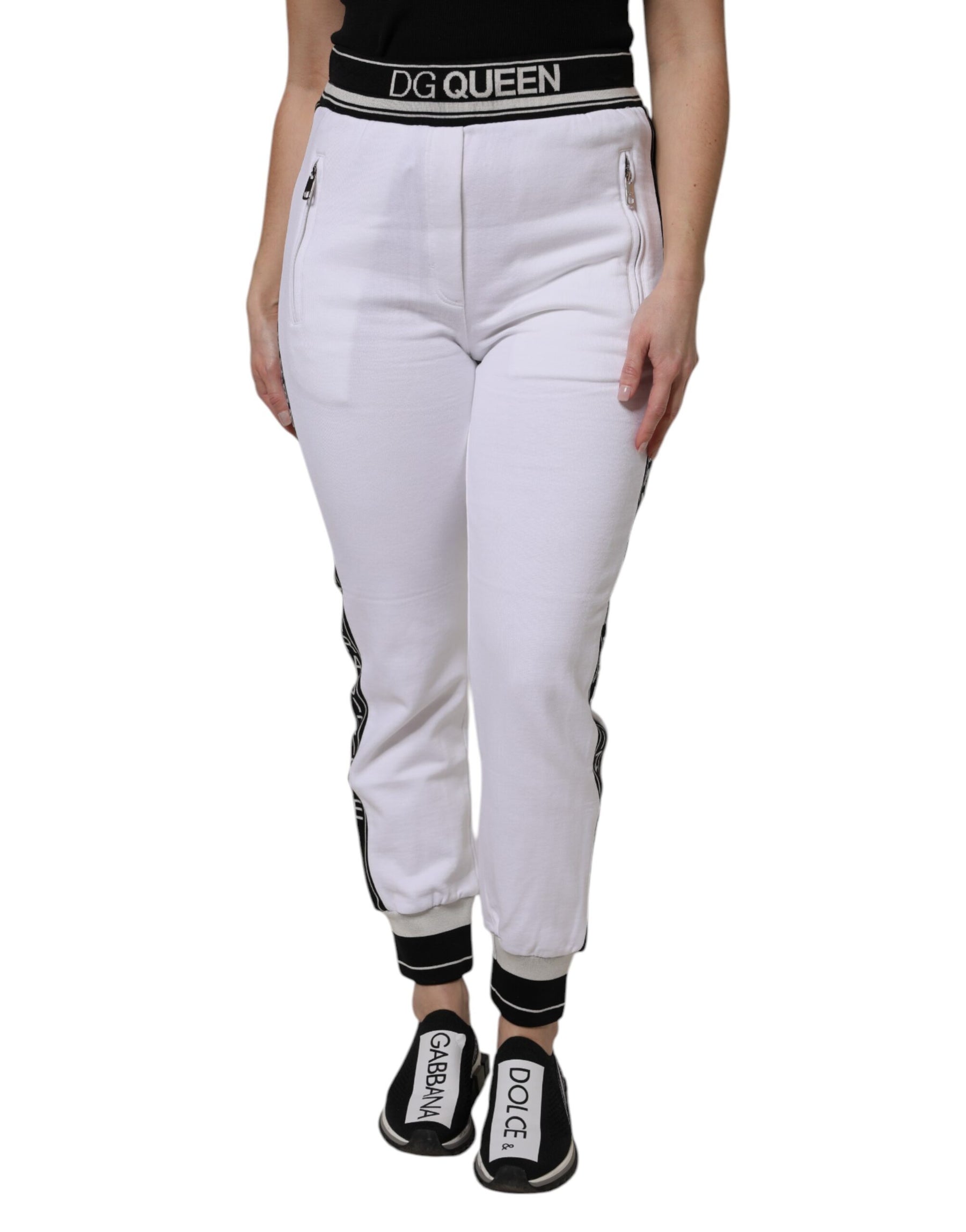 Dolce & Gabbana White Cotton Stretch Jogger Sweatpants Pants | Regal Royce