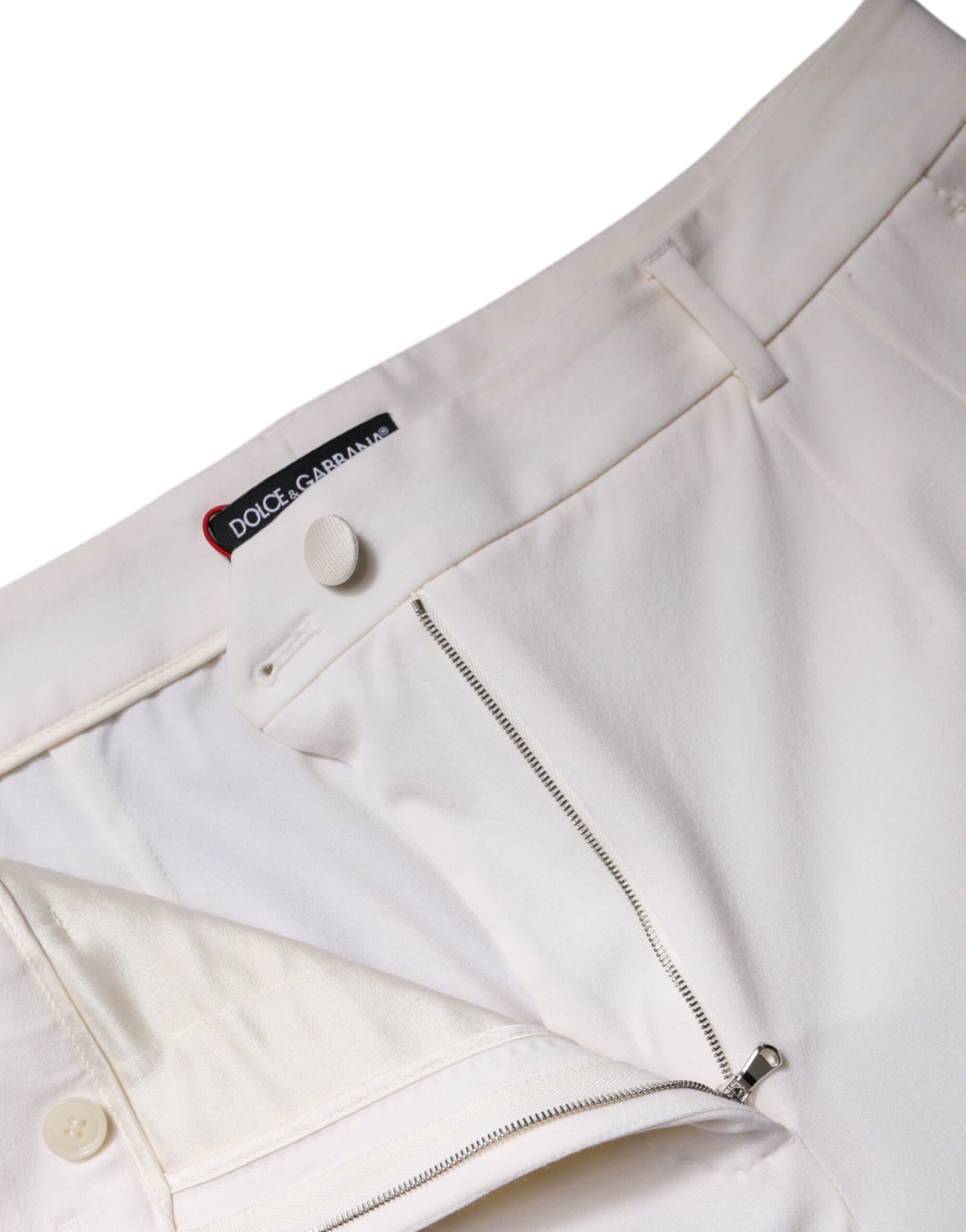 Dolce & Gabbana White Wool Mid Waist Wide Leg Pants | Regal Royce