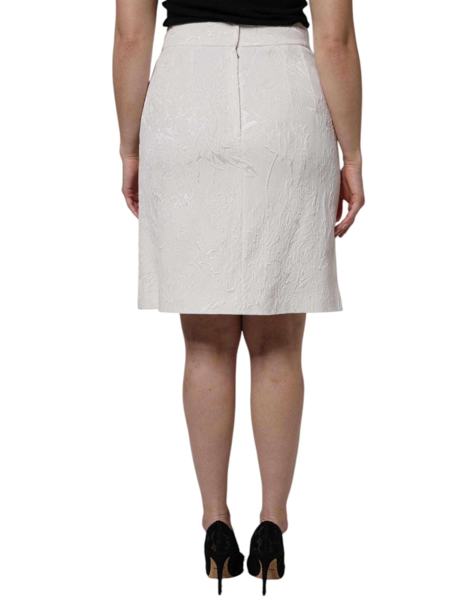 Dolce & Gabbana White High Waist Knee Length Pencil Skirt | Regal Royce