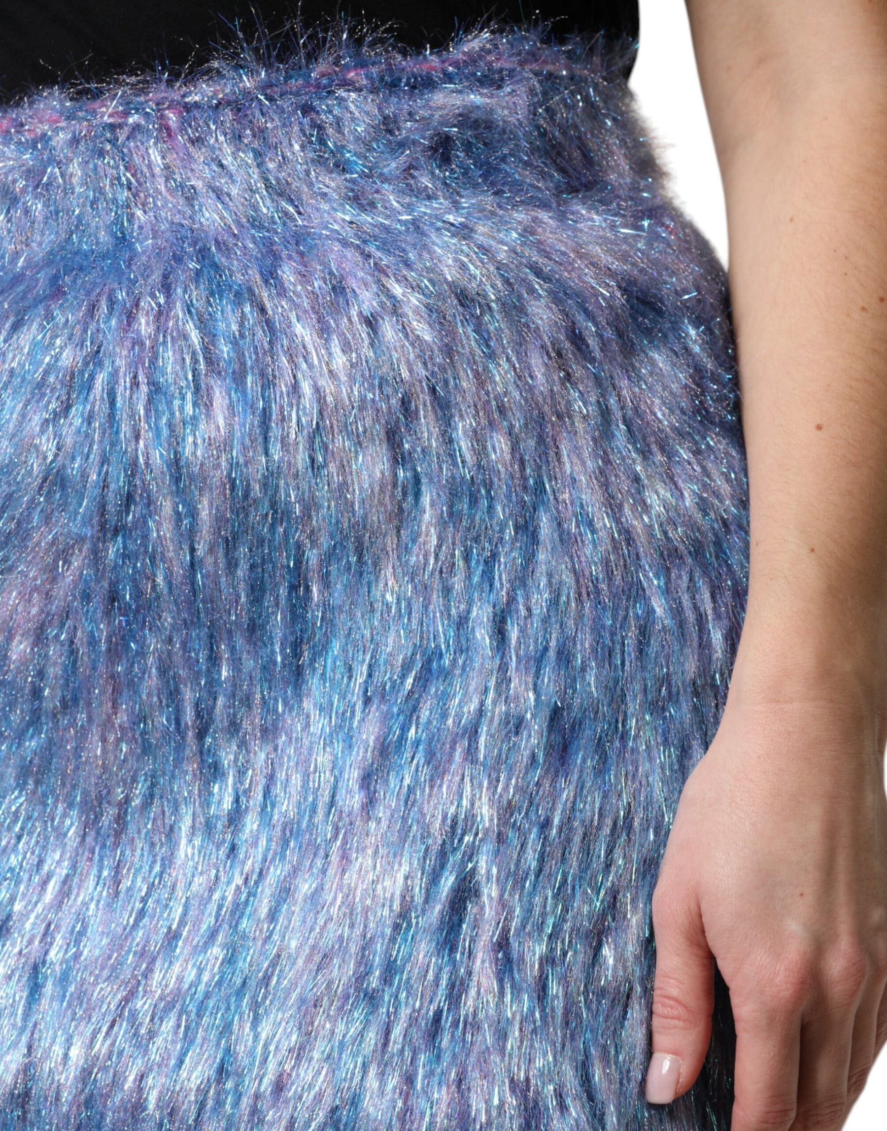 Dolce & Gabbana Multicolor Plush Fabric High Waist Mini Skirt | Regal Royce