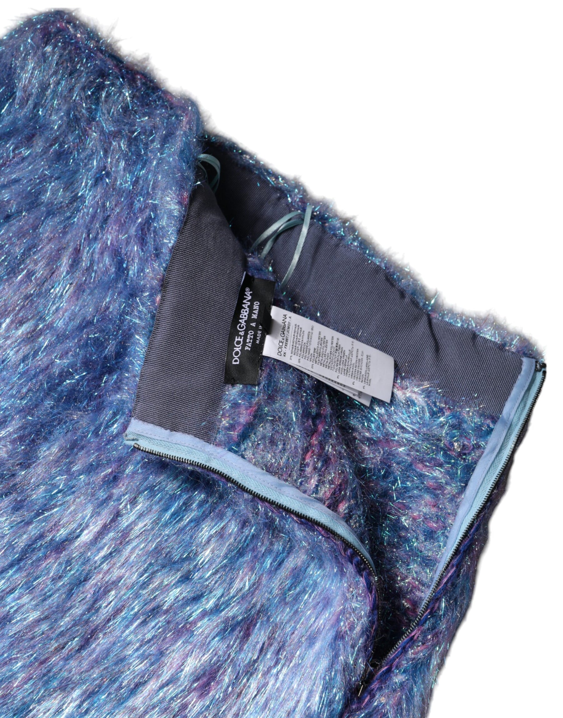 Dolce & Gabbana Multicolor Plush High Waist Mini Skirt | Regal Royce