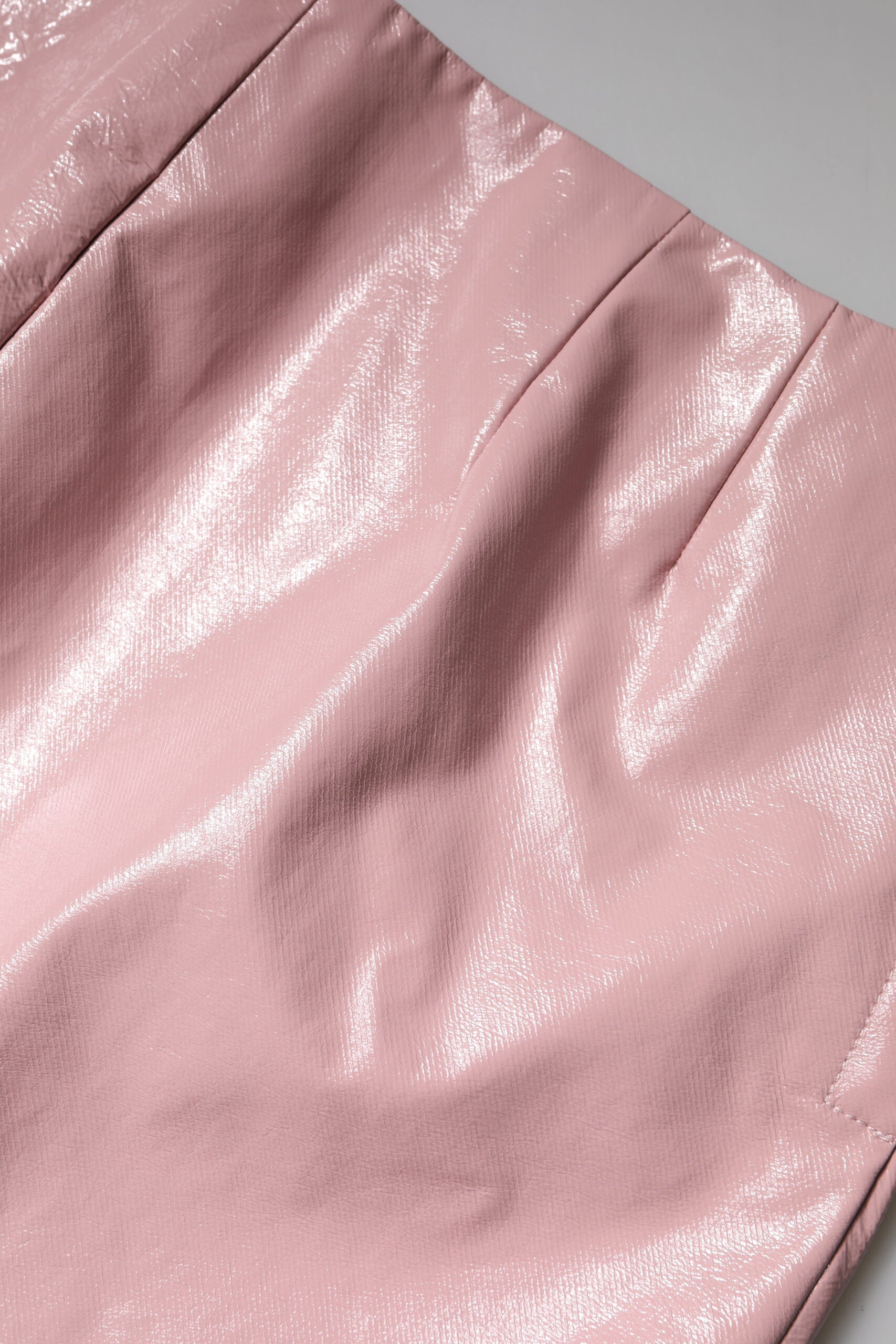 Dolce & Gabbana Glossy Pink Cotton High Waist Mini Skirt | Regal Royce