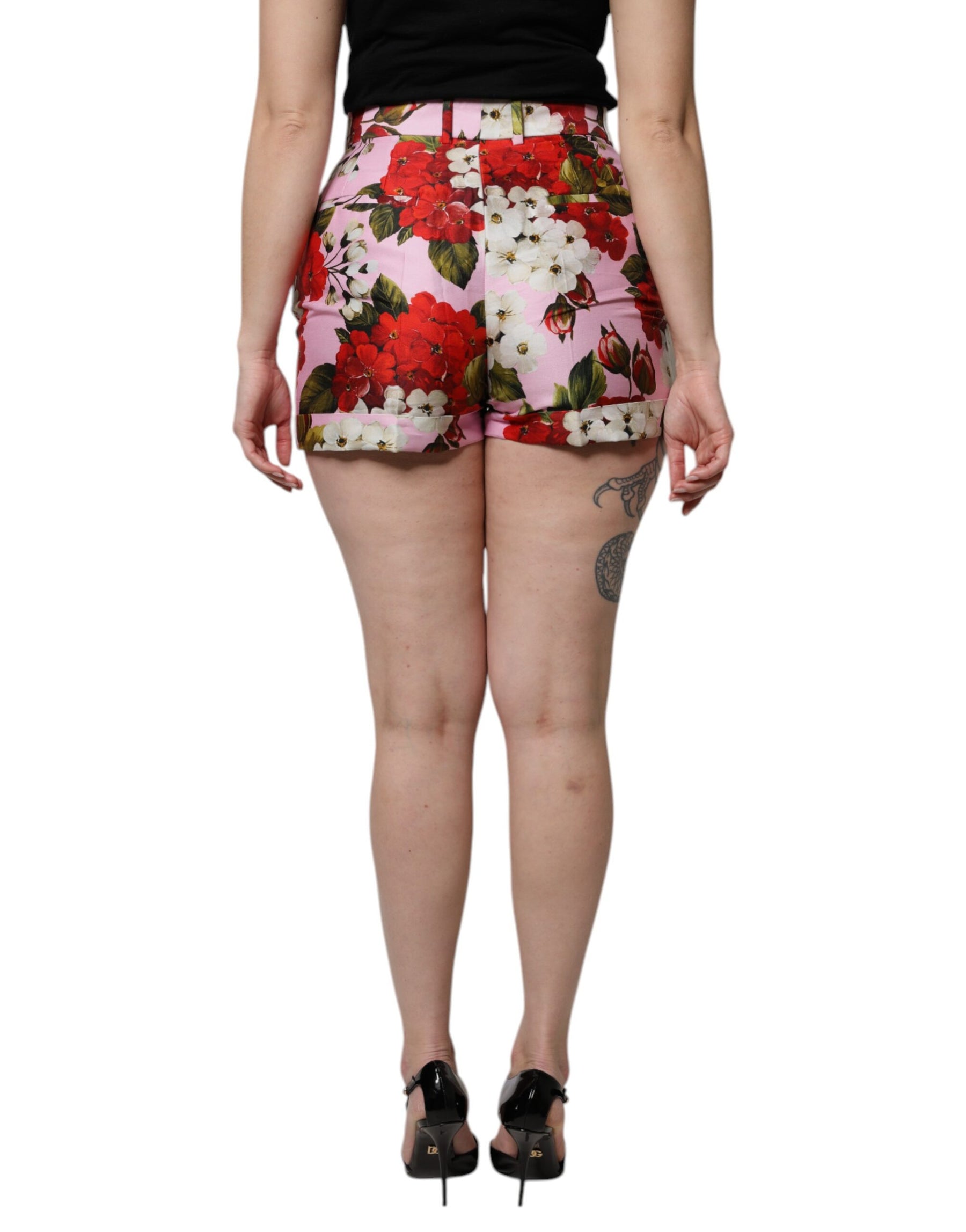 Dolce & Gabbana Pink Floral Print High Waist Hotpants Short | Regal Royce
