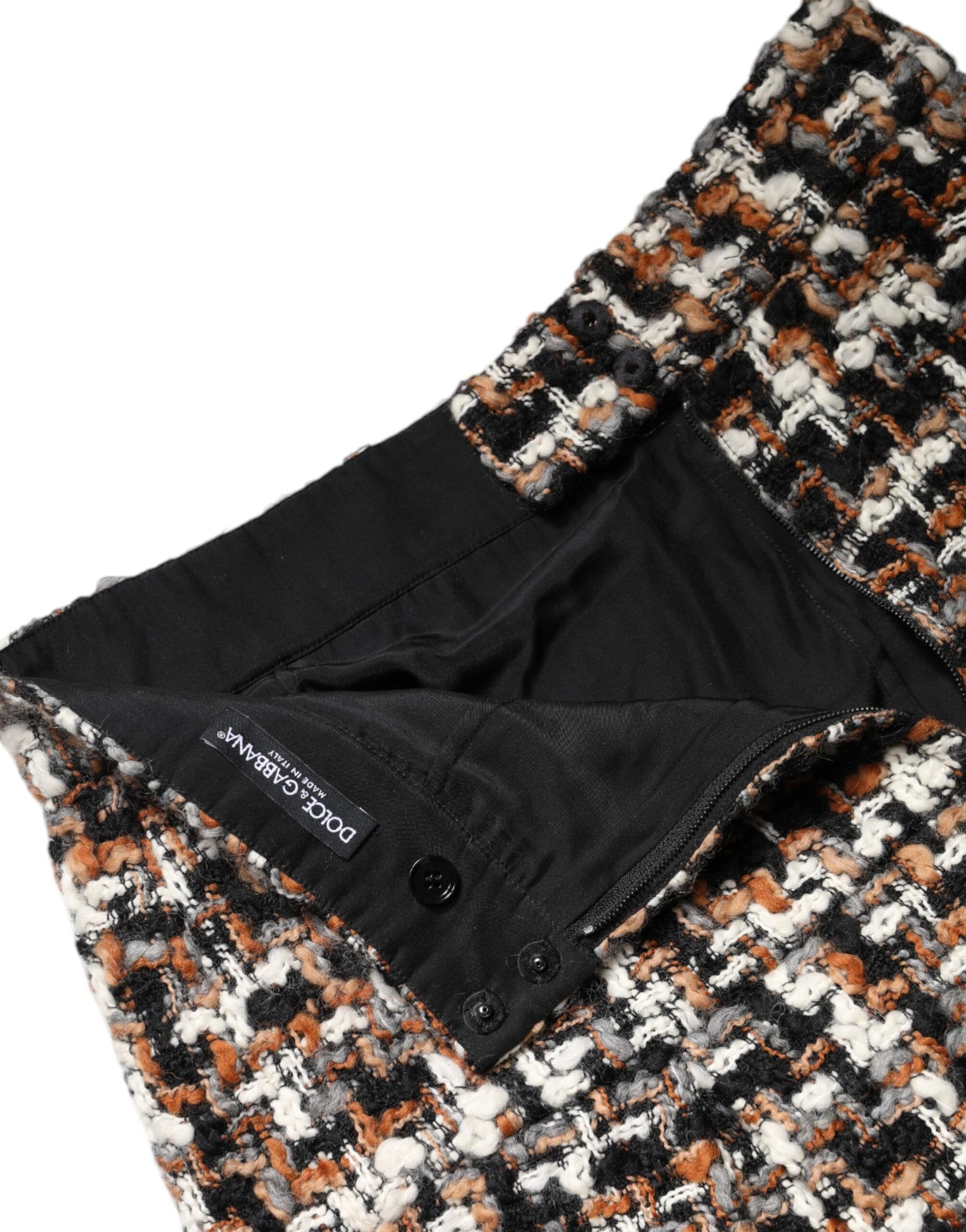 Dolce & Gabbana Multicolor High Waist Tartan Tweed Mini Skirt | Regal Royce